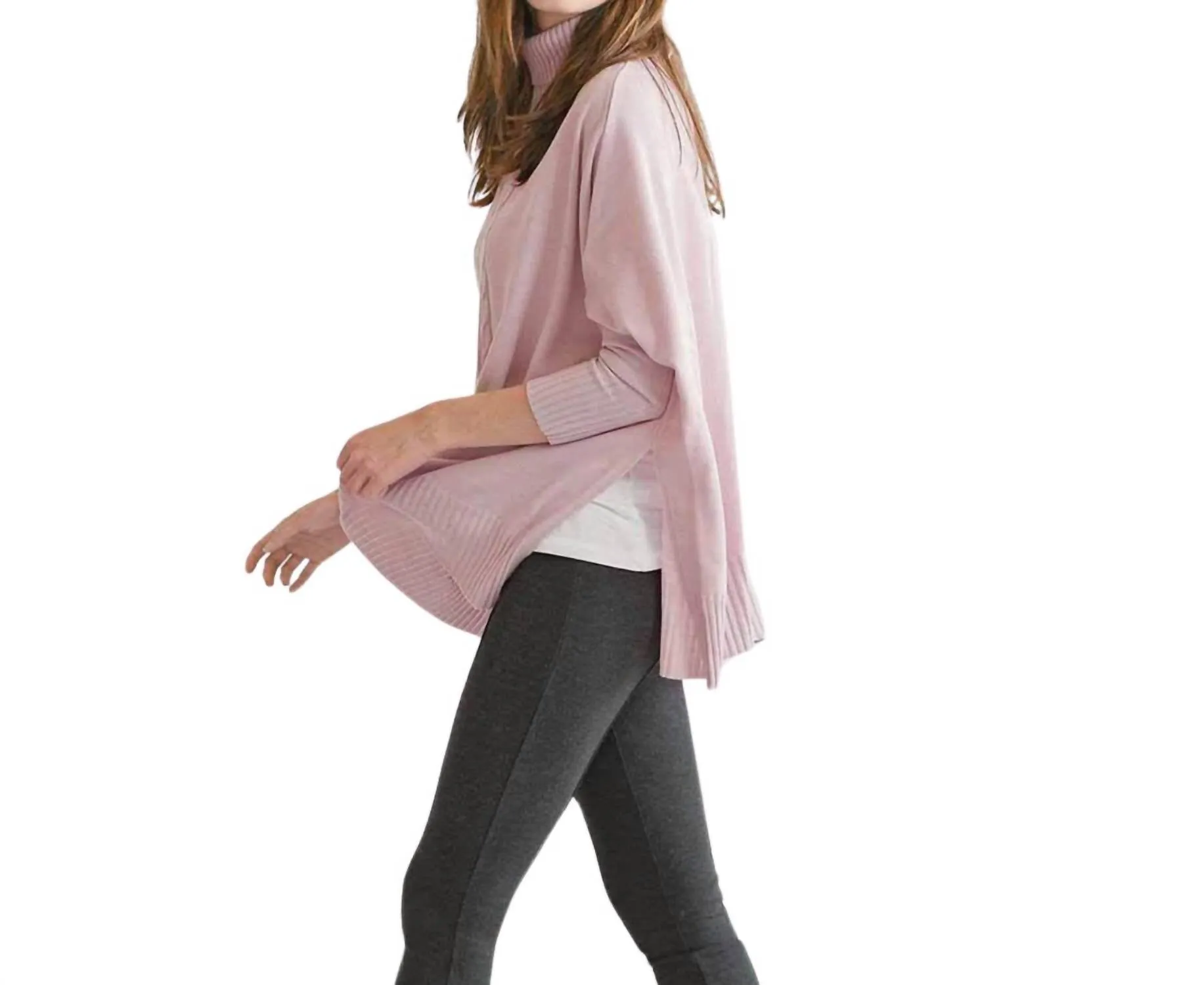 Aberdeen Traveler Cable Front Sweater In Rose