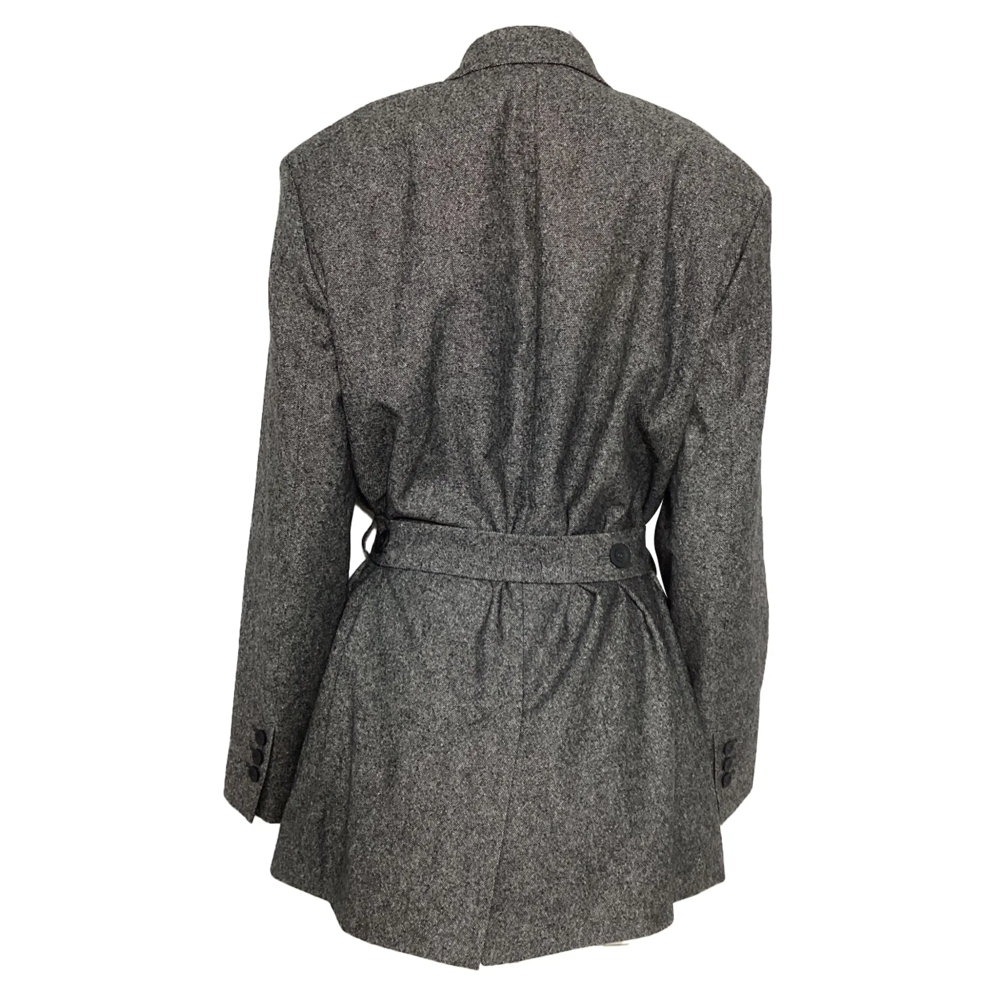Acne Studios Double Breasted Belted Blazer in Grey Wool