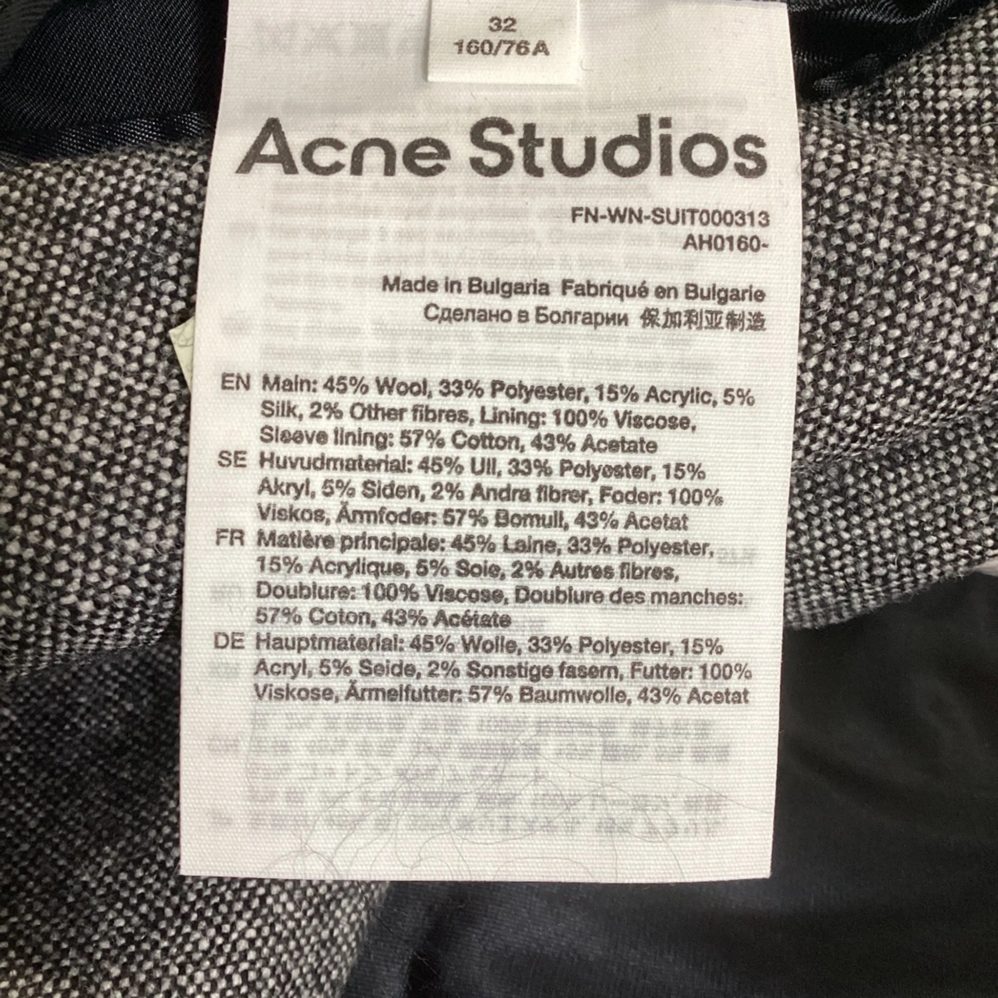 Acne Studios Double Breasted Belted Blazer in Grey Wool