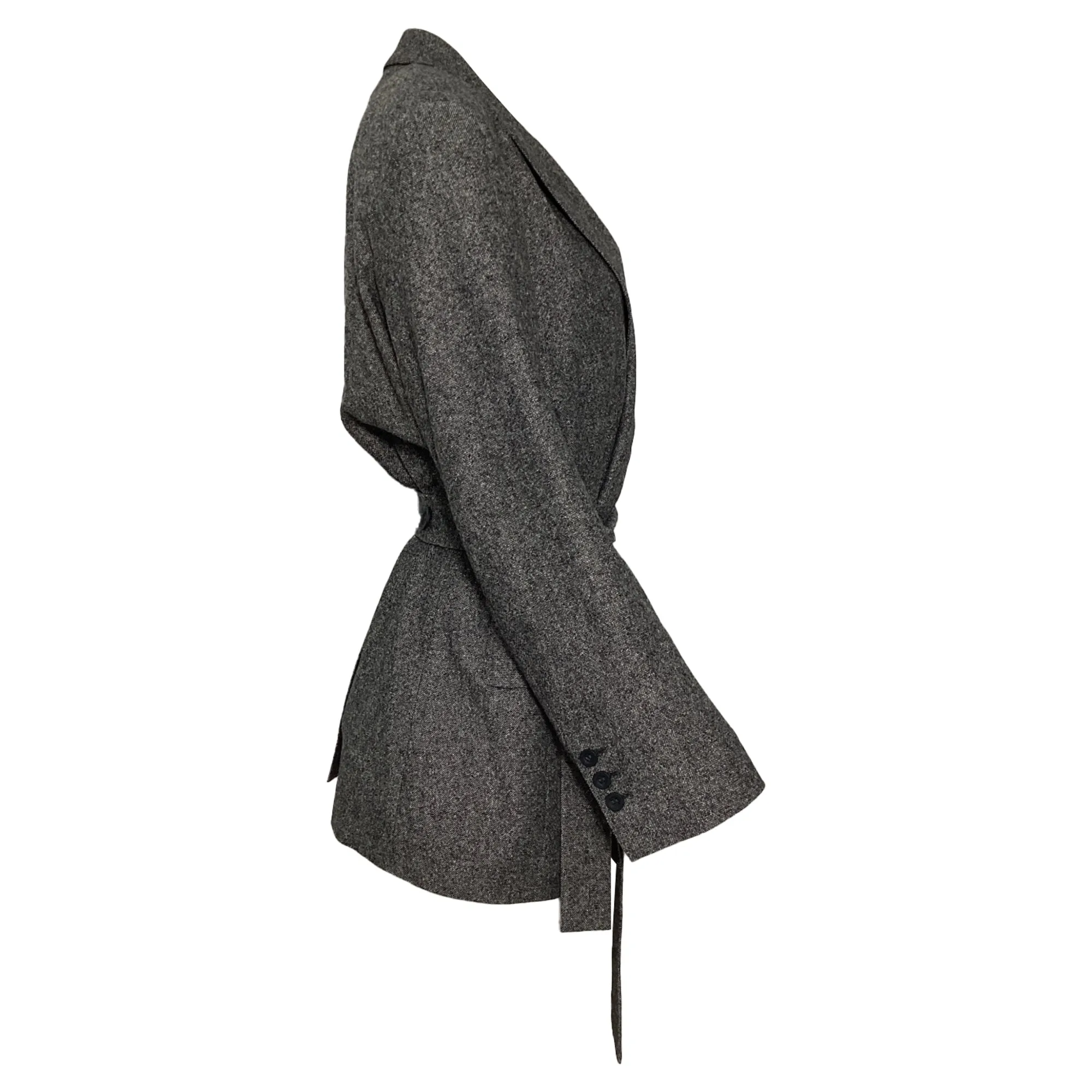 Acne Studios Double Breasted Belted Blazer in Grey Wool