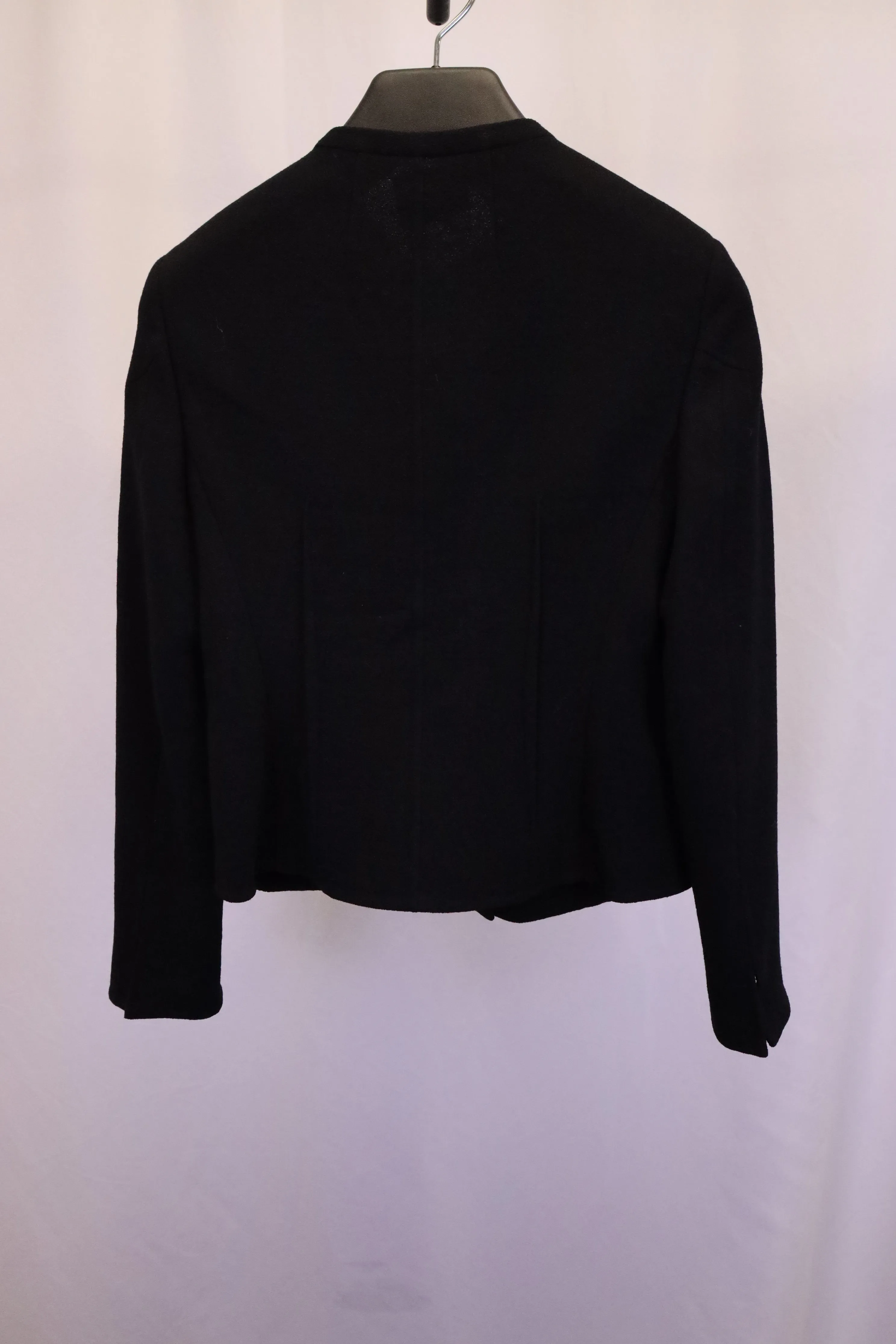 Akris Abadin Round Neck Short Waist Jacket in Black Wool