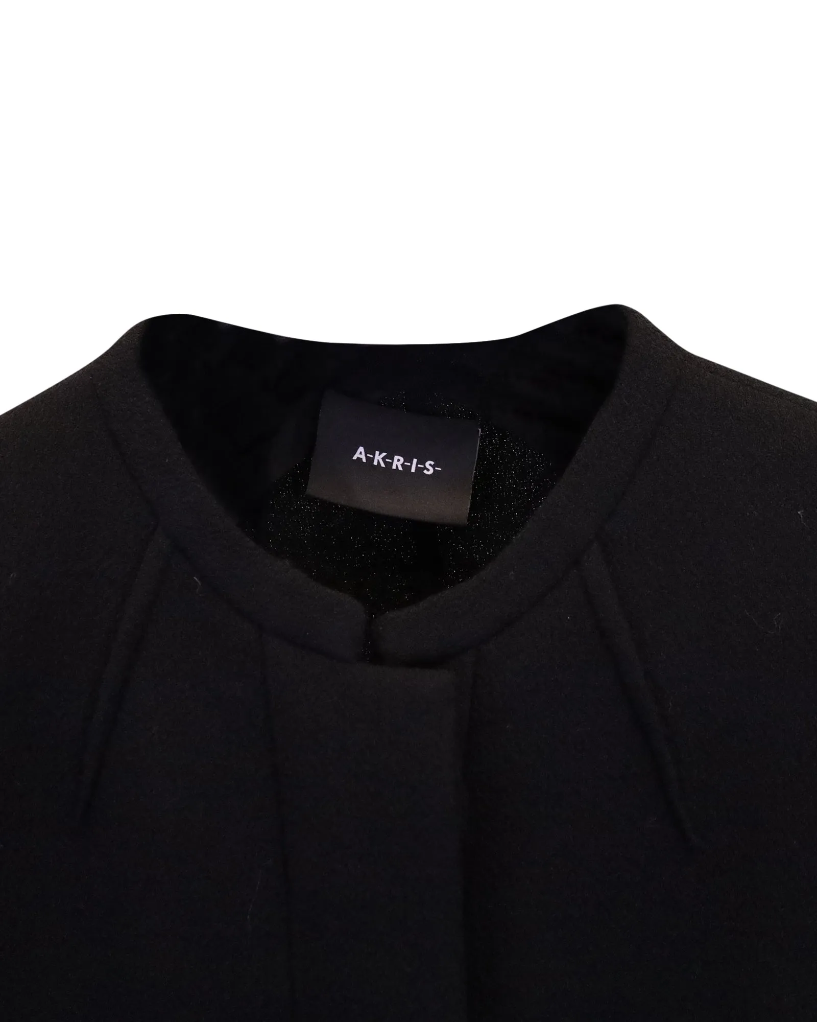Akris Abadin Round Neck Short Waist Jacket in Black Wool