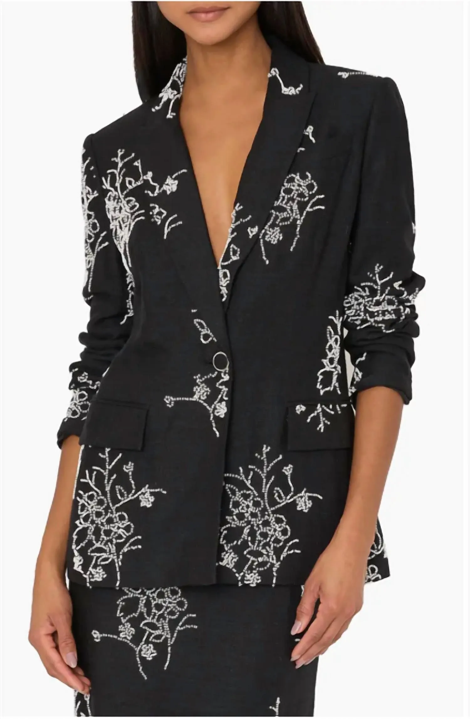 Alexa Beaded Blazer In Black