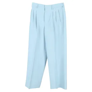 AMI Paris Pleated Trousers in Light Blue Wool