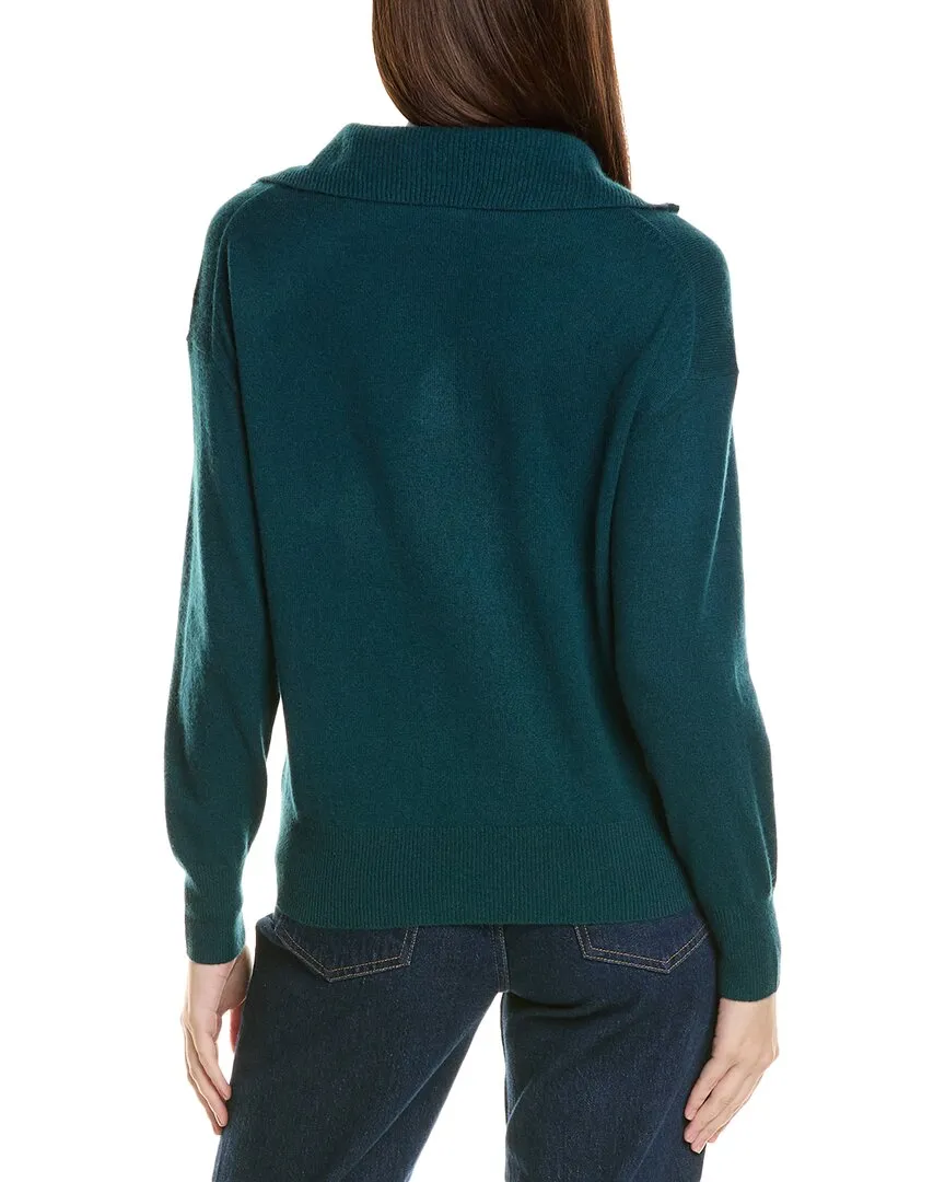 Amicale Cashmere Rib Detail 1/4-Zip Cashmere Pullover