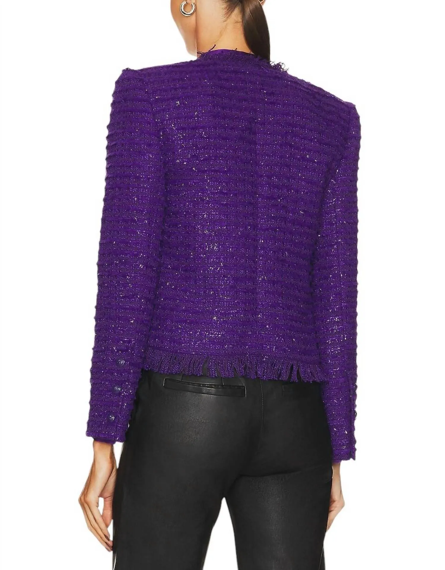 Angelina Tweed Blazer In Deep Violet