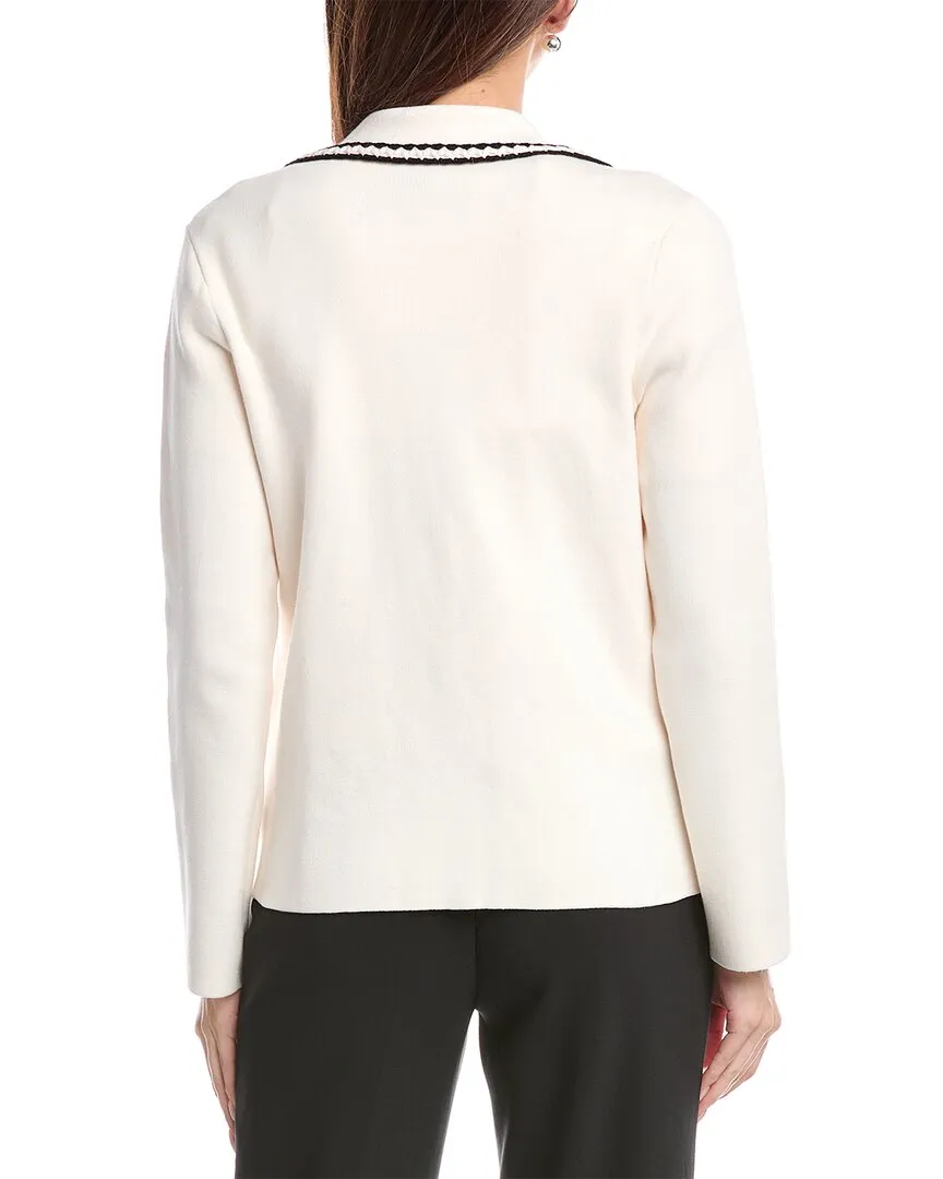 Anne Klein Notch Collar Braided Trim Blazer