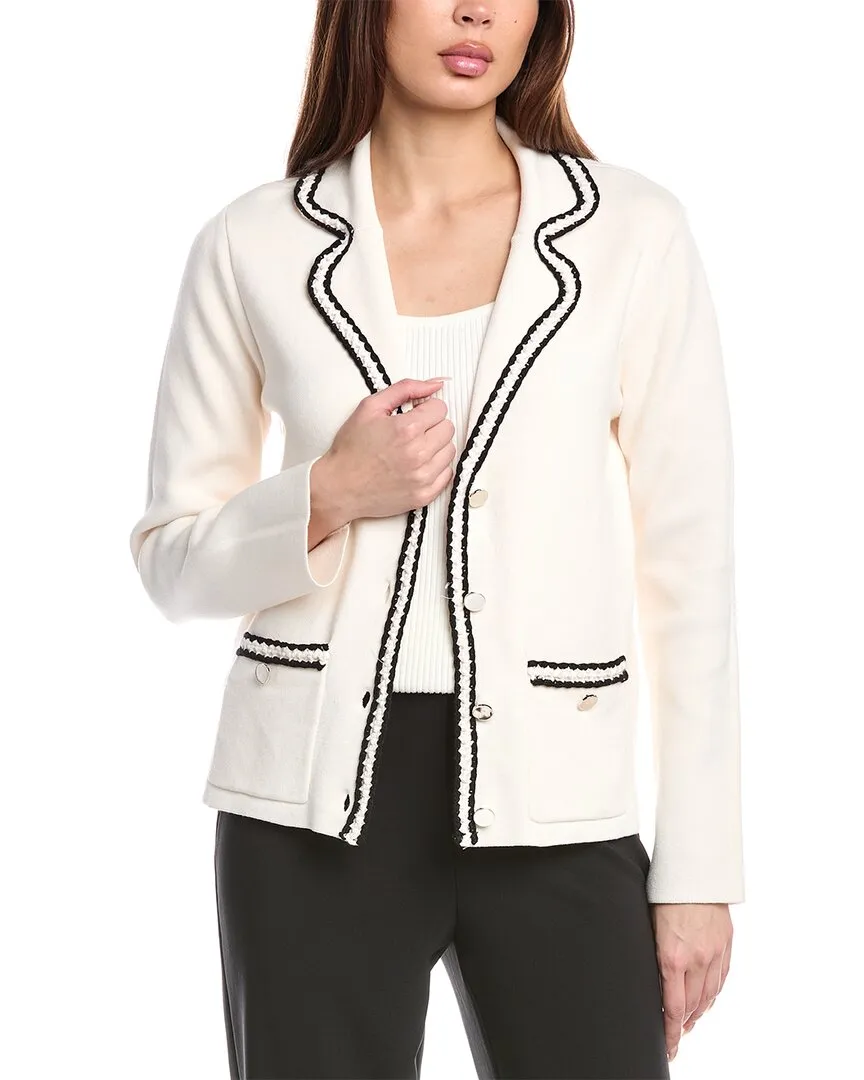 Anne Klein Notch Collar Braided Trim Blazer