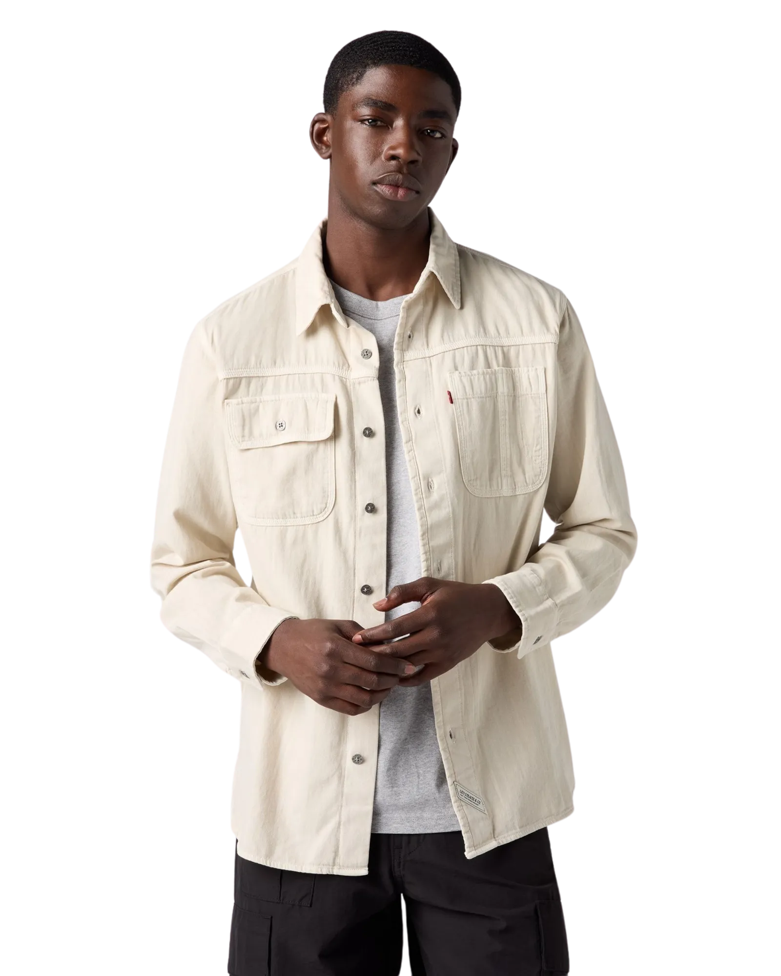 Auburn Worker Shirt in Harp Silver Birch Garment Dye