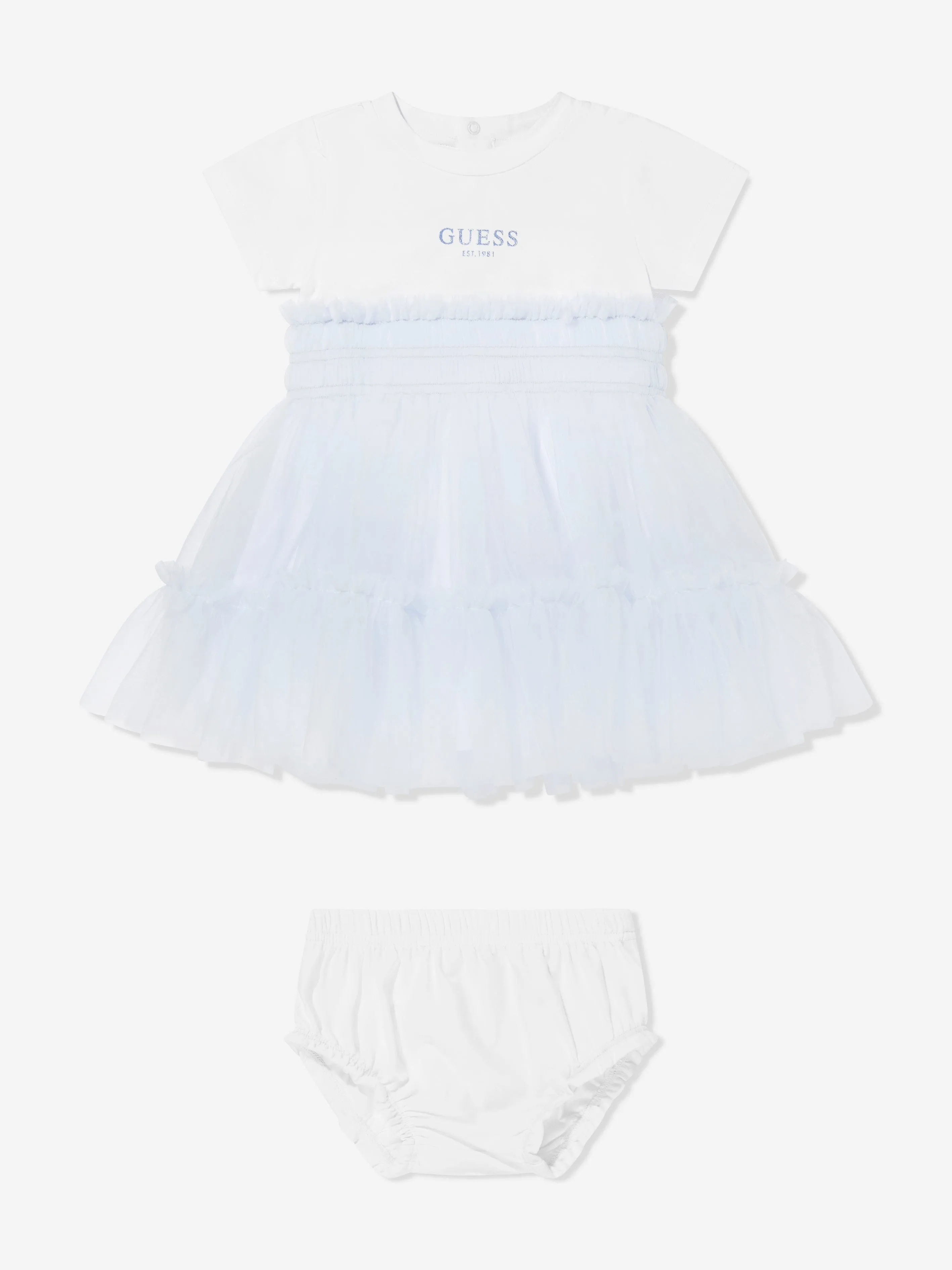 Baby Girls Dress with Knickers in White