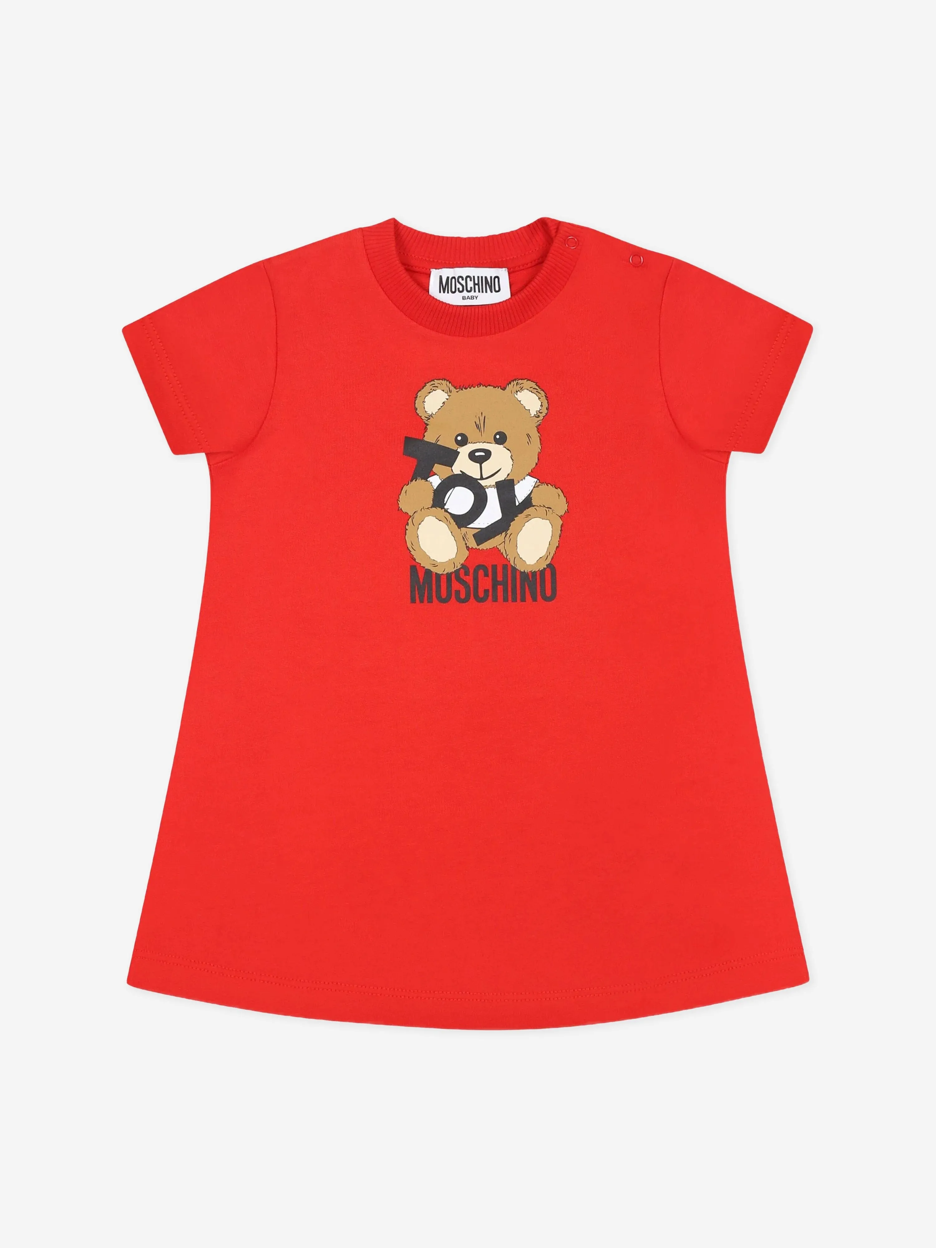 Baby Girls Teddy Bear Jersey Dress in Red