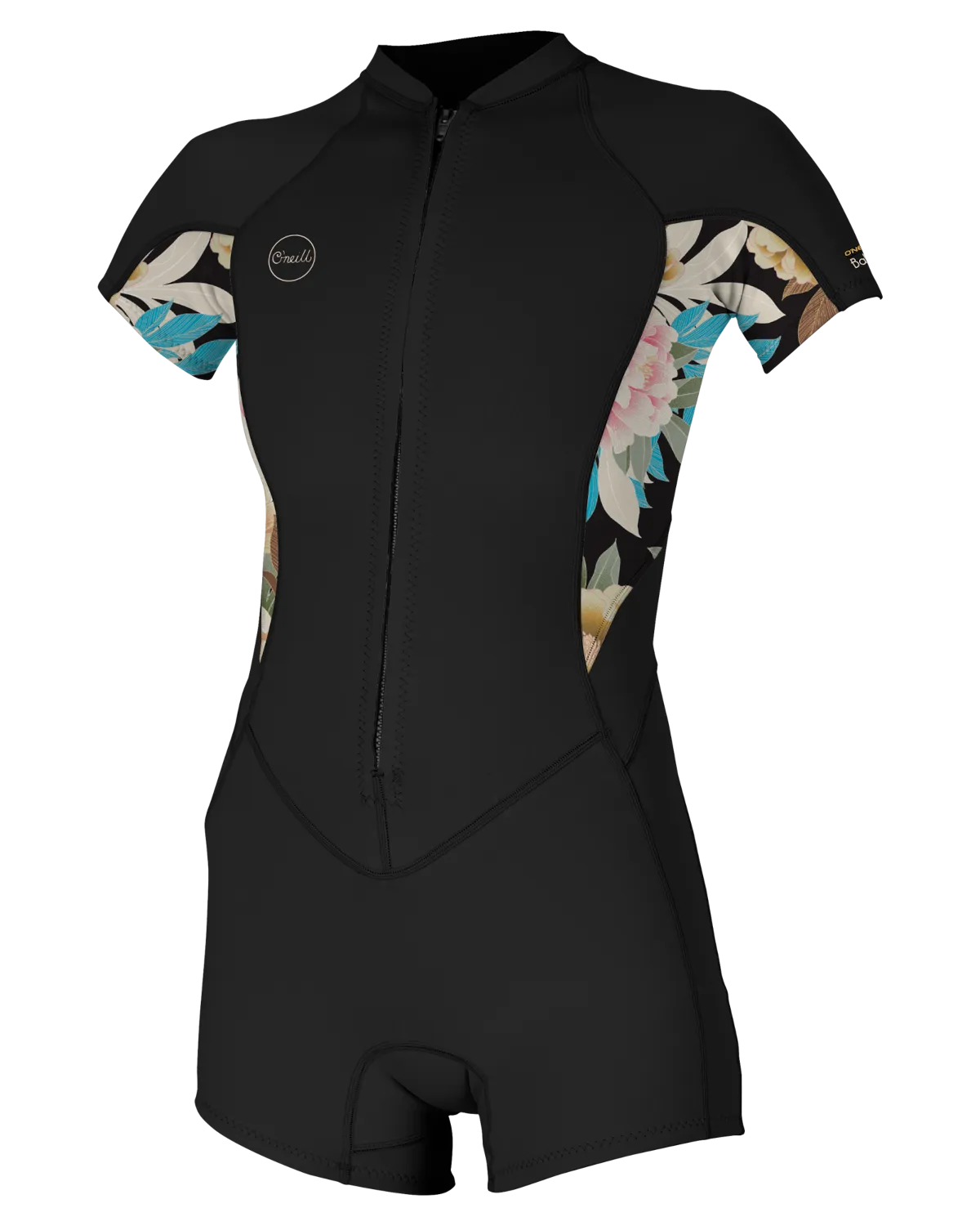 Bahia 2/1mm Front Zip Shorty Wetsuit in Black, Mikah Floral & Black