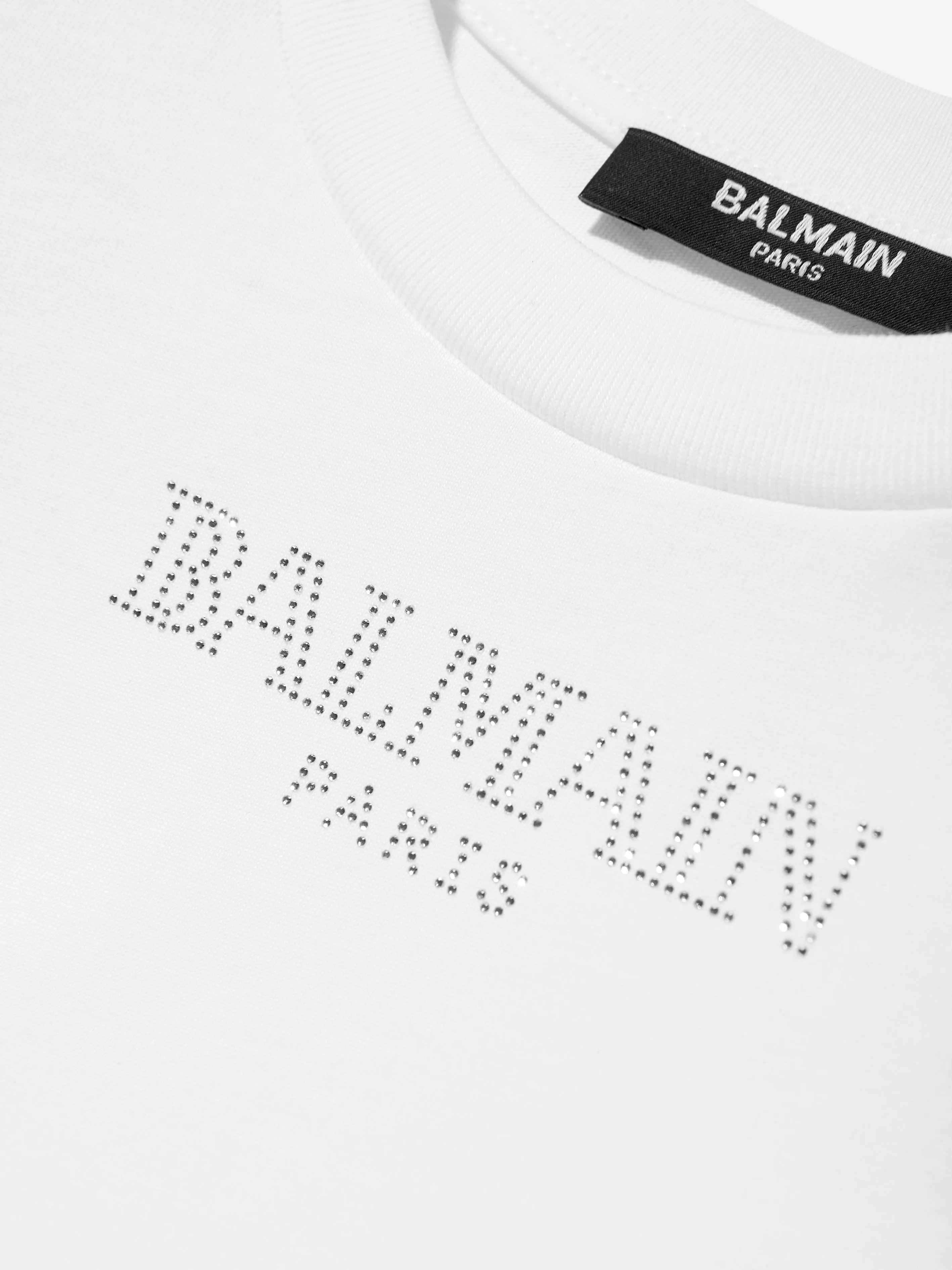 Balmain Girls Jersey Ruffle Dress in White