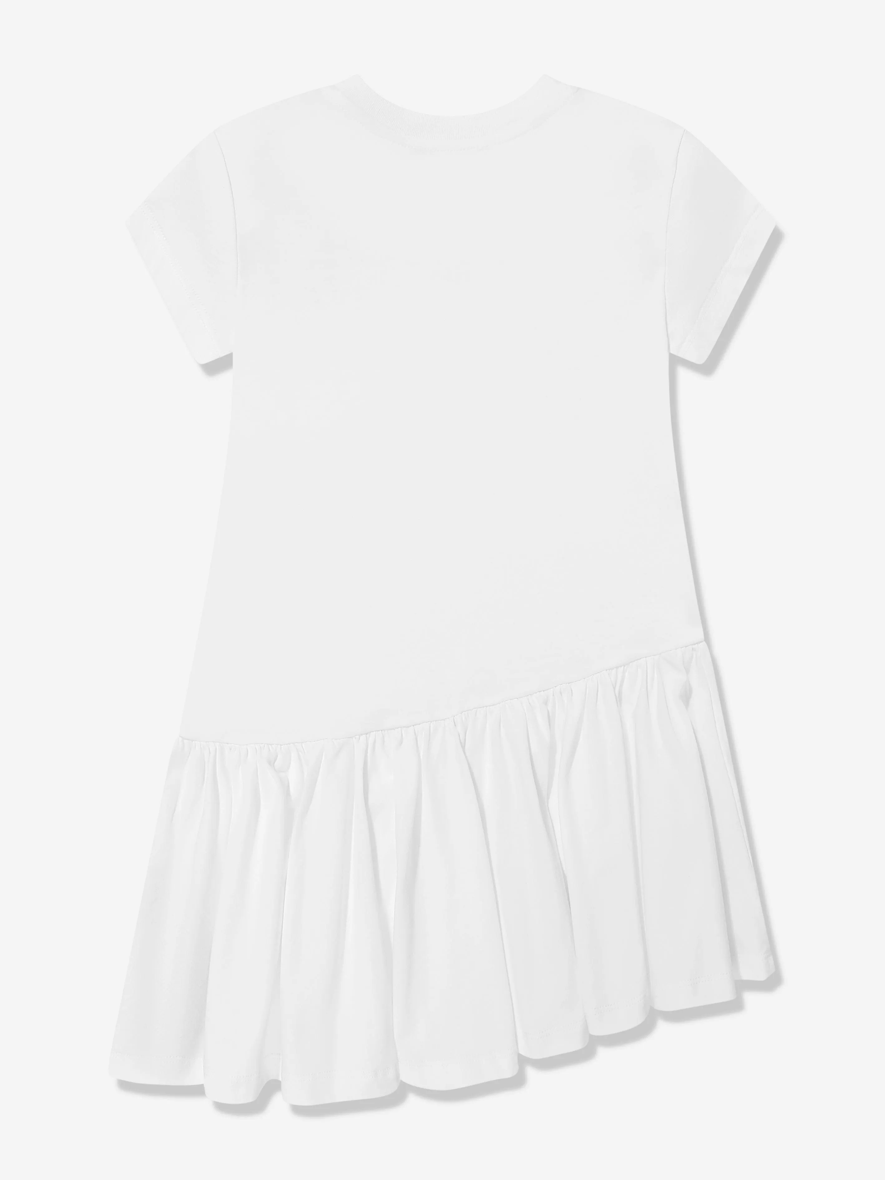 Balmain Girls Jersey Ruffle Dress in White