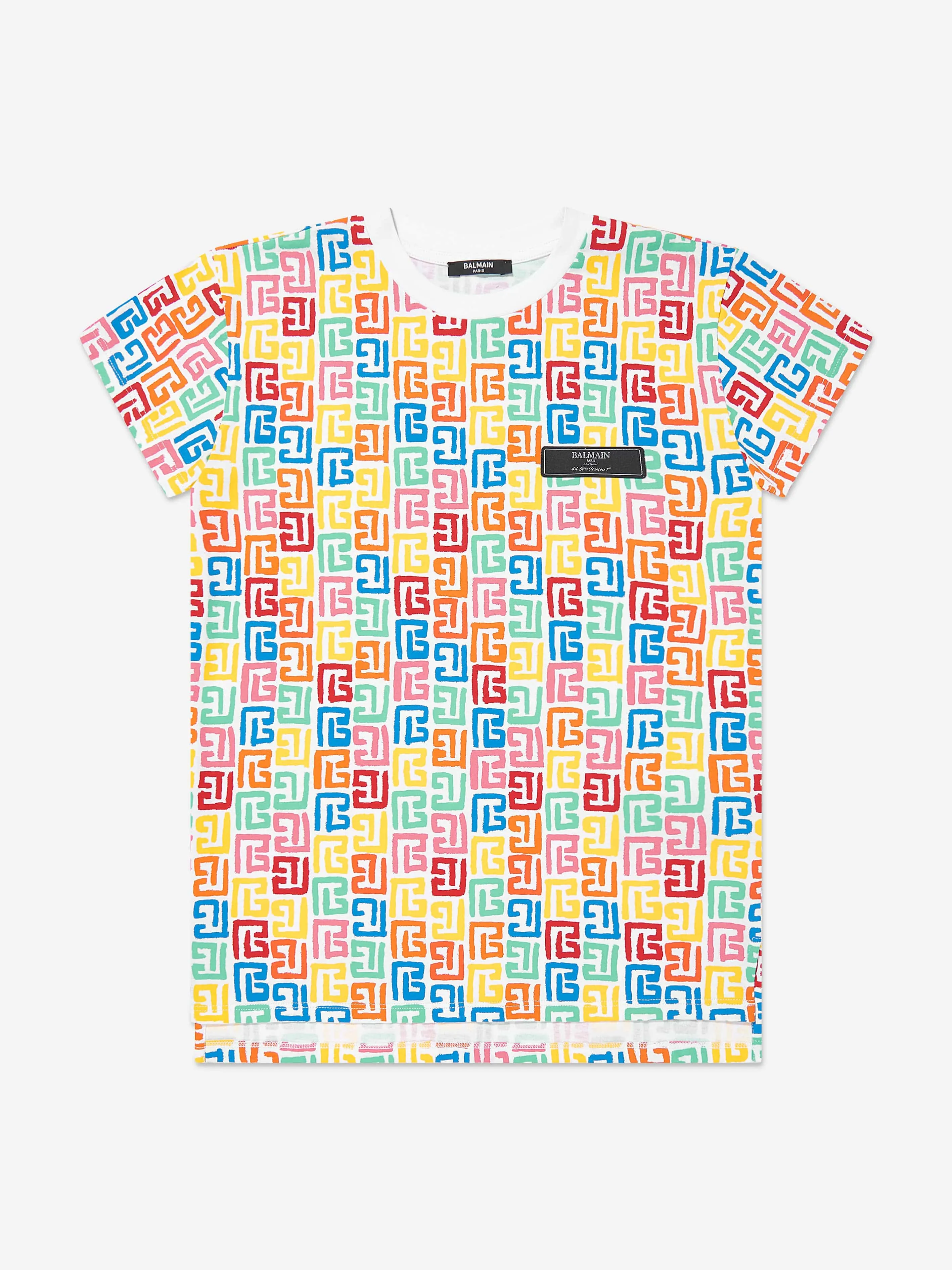 Balmain Girls Monogram Jersey Dress in Multicolour