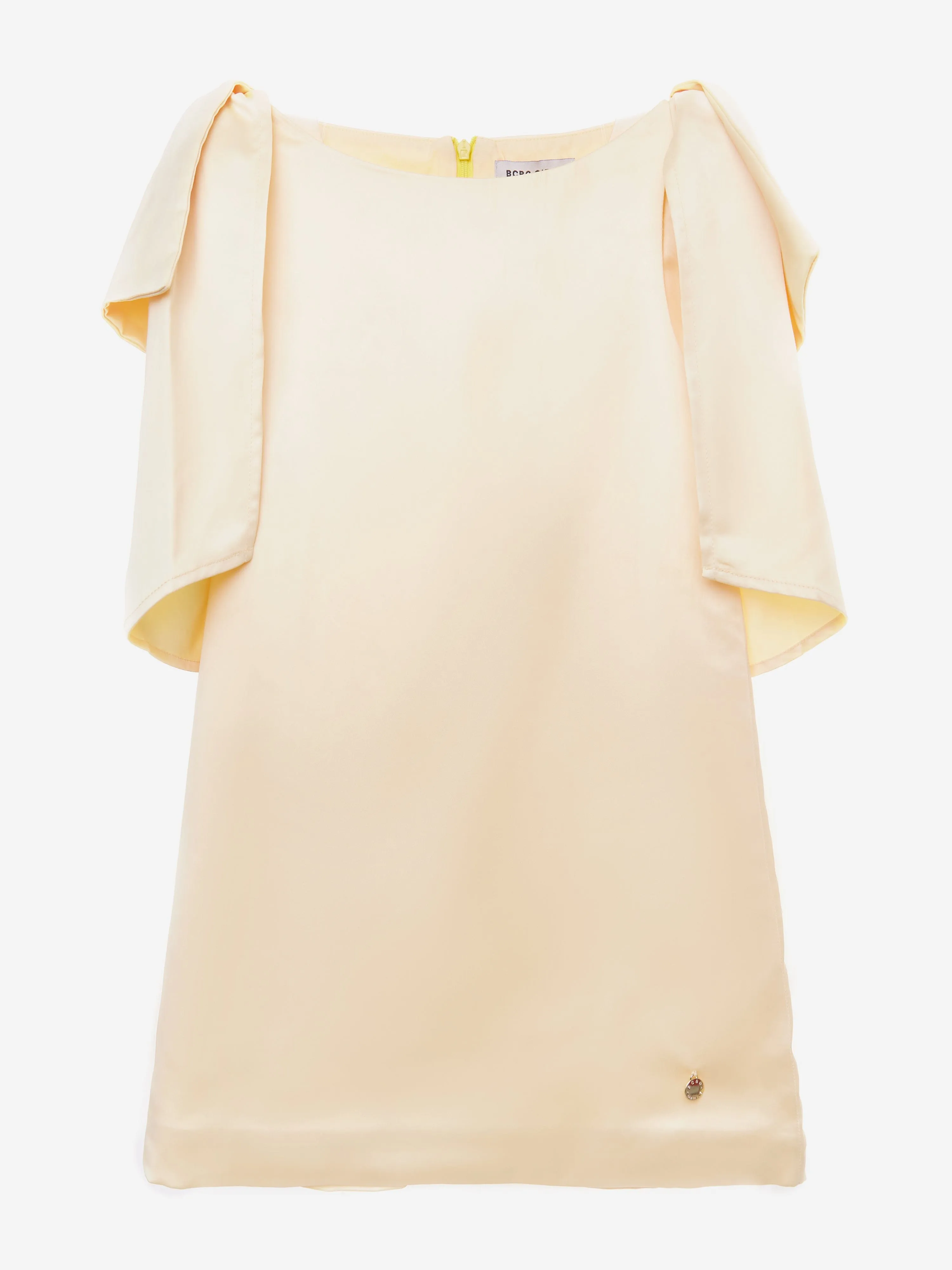 BCBG Girls Bow Sleeve Satin Dress in Yellow