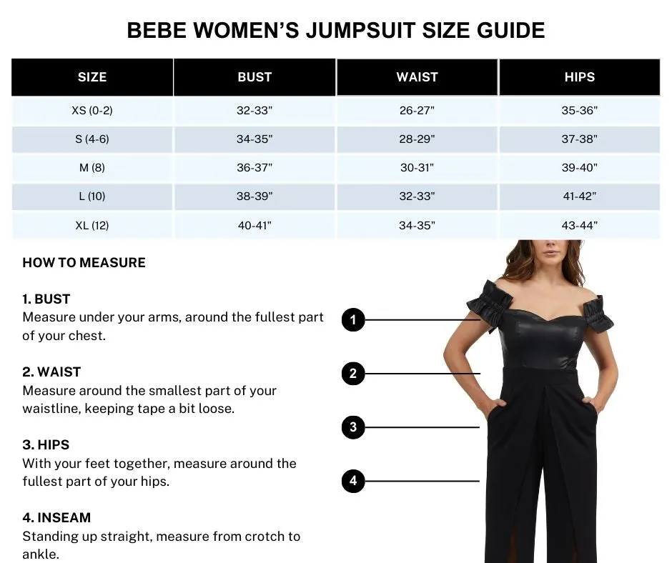 BEBE Women's High Waist Wide Leg Pant with Button Tab Detail
