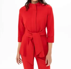 Belted Knit Jacket In Ferrari