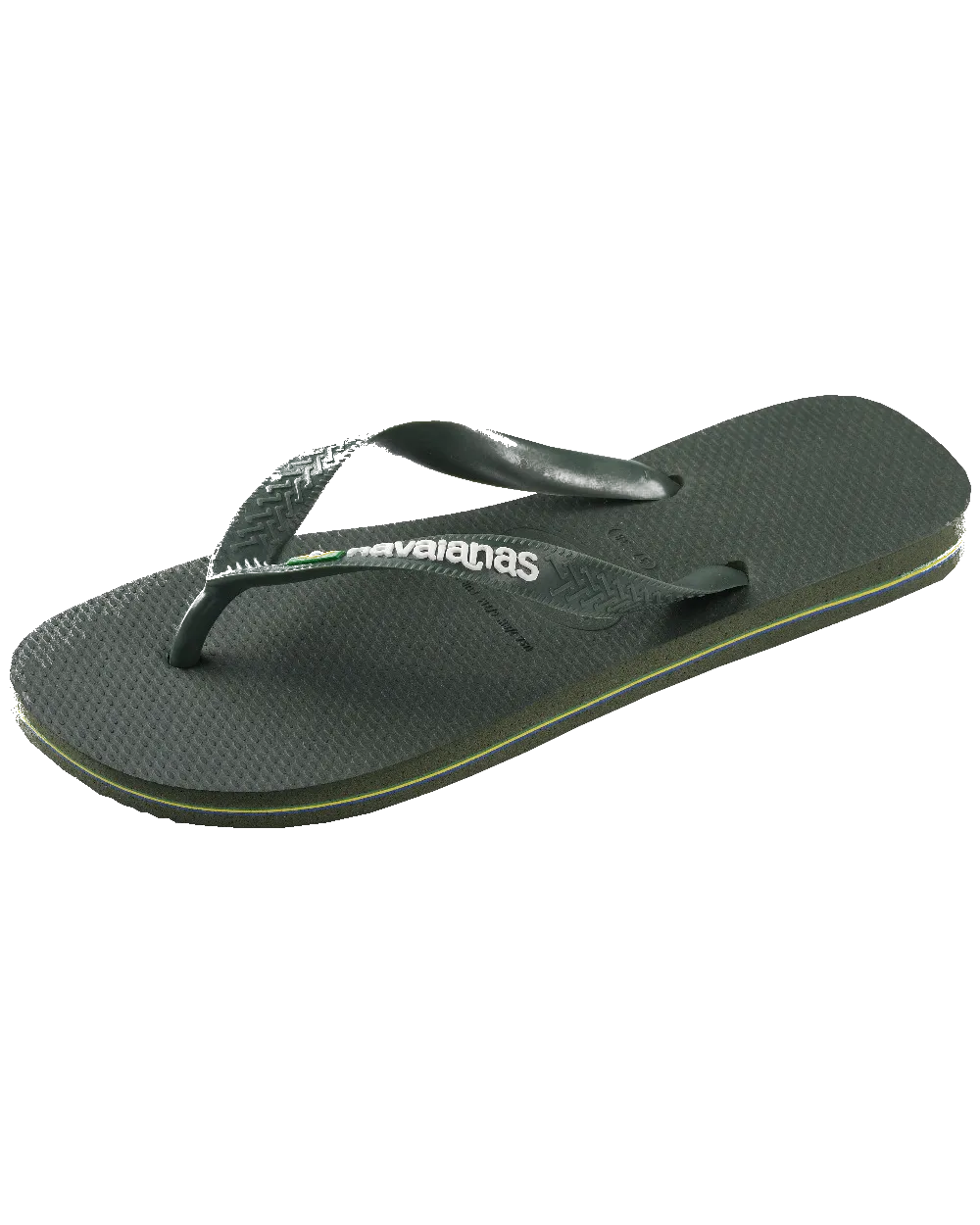Brazil Logo Flip Flops in Olive Green