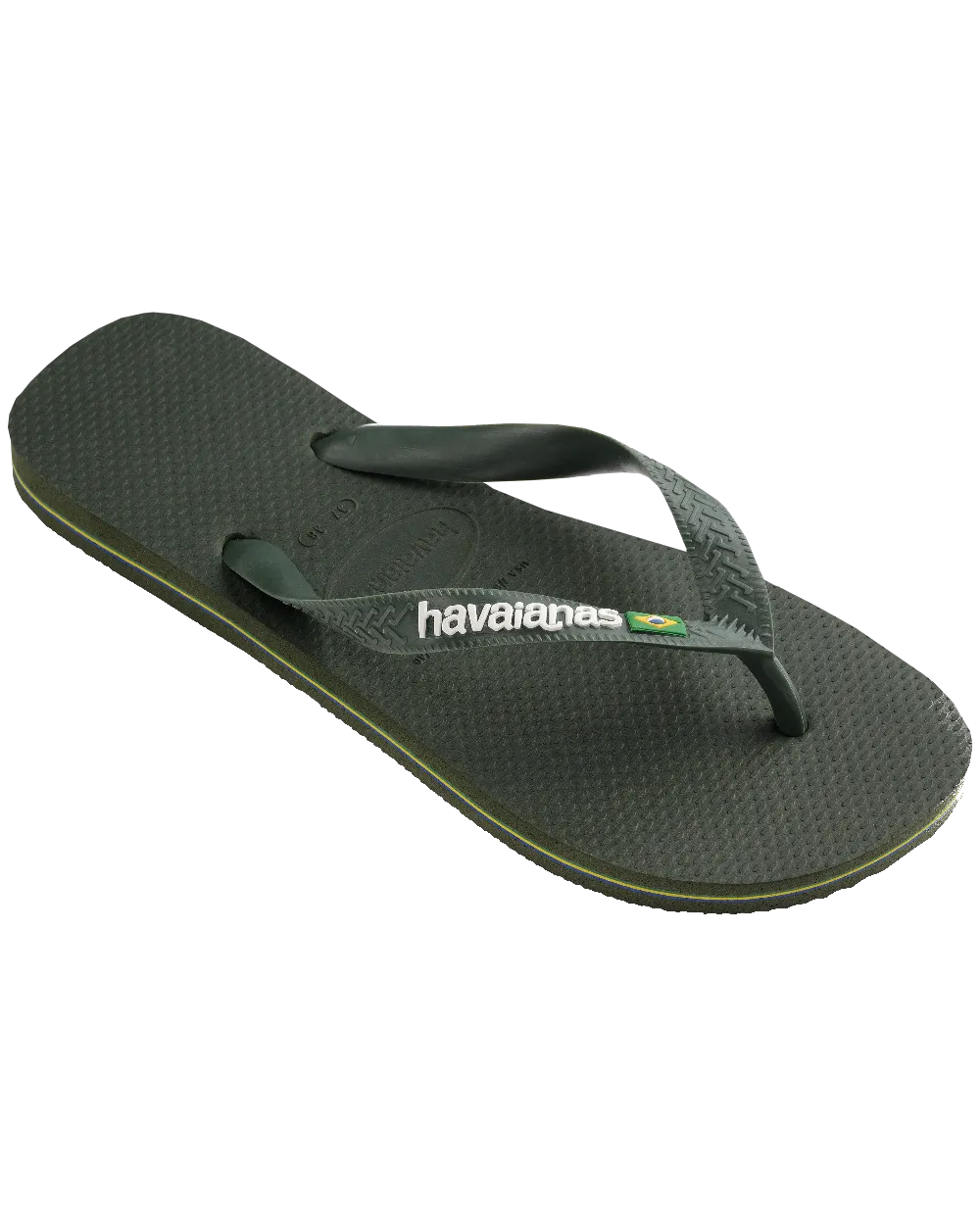 Brazil Logo Flip Flops in Olive Green