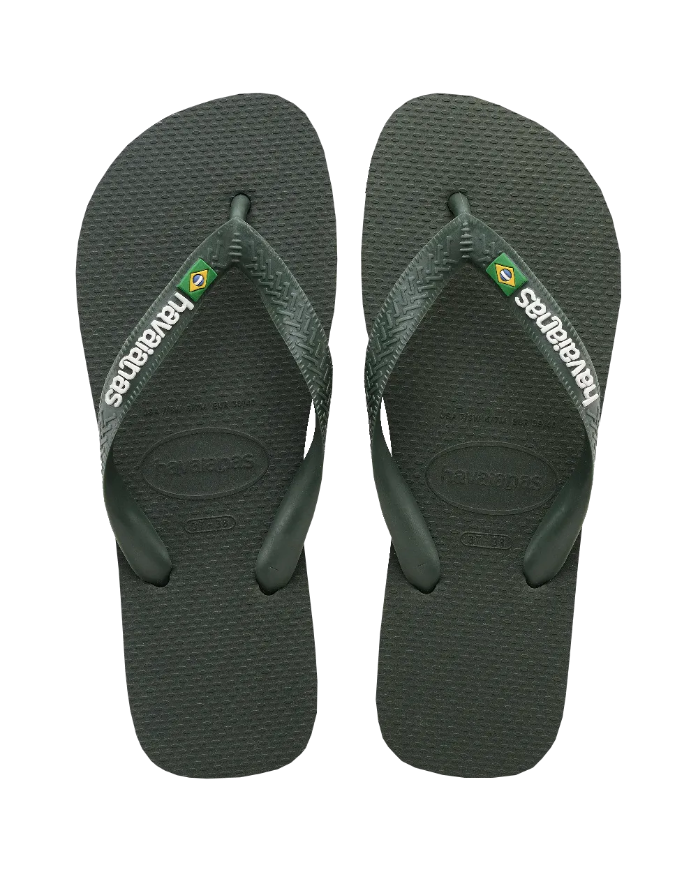 Brazil Logo Flip Flops in Olive Green