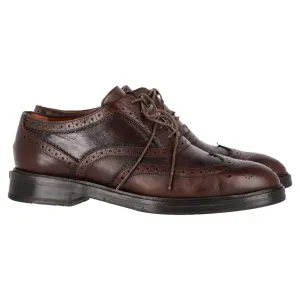 Burberry Wingtip Lace-Up Oxford Shoes in Brown Leather
