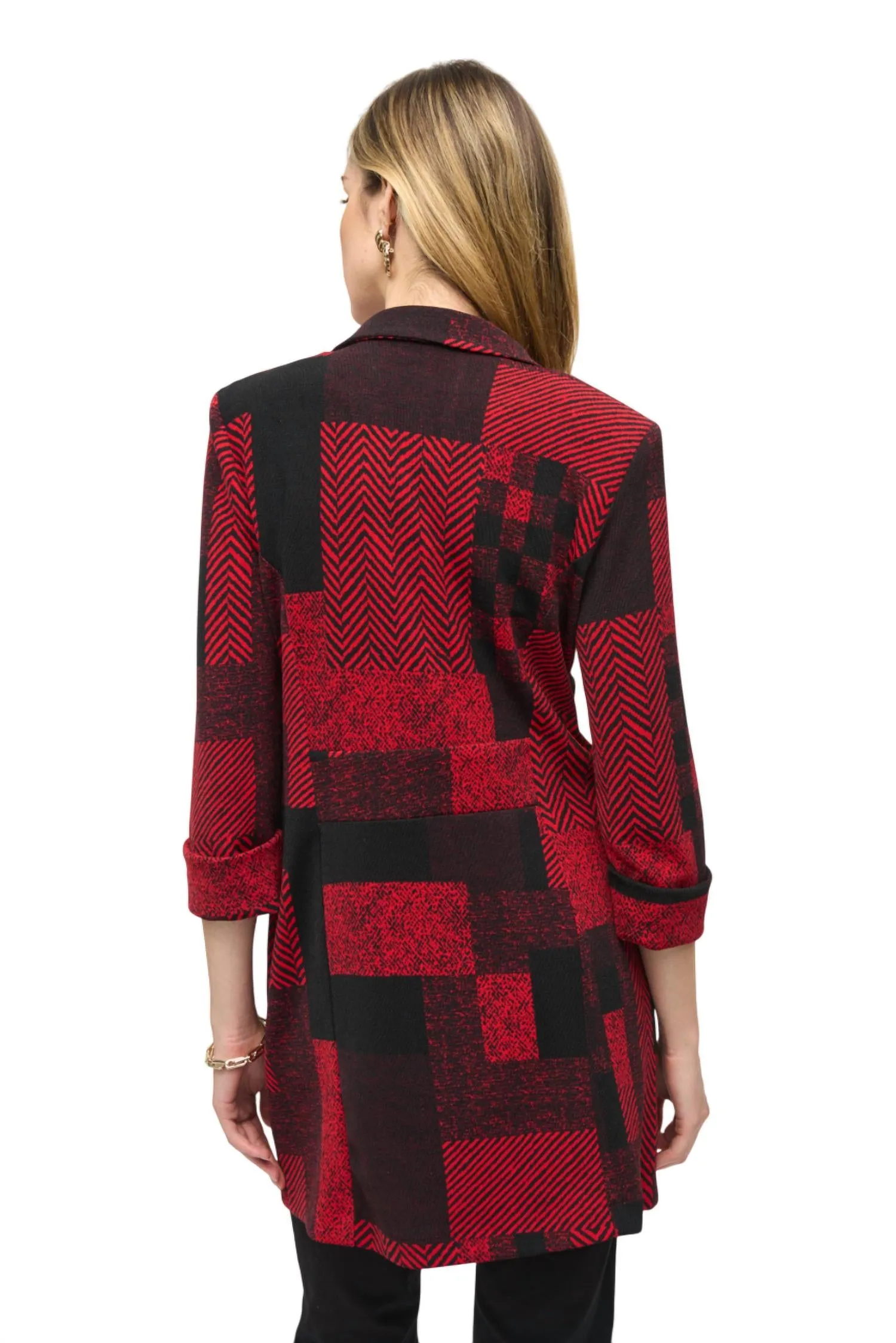 Business Notched Collar Blazer In Black/red