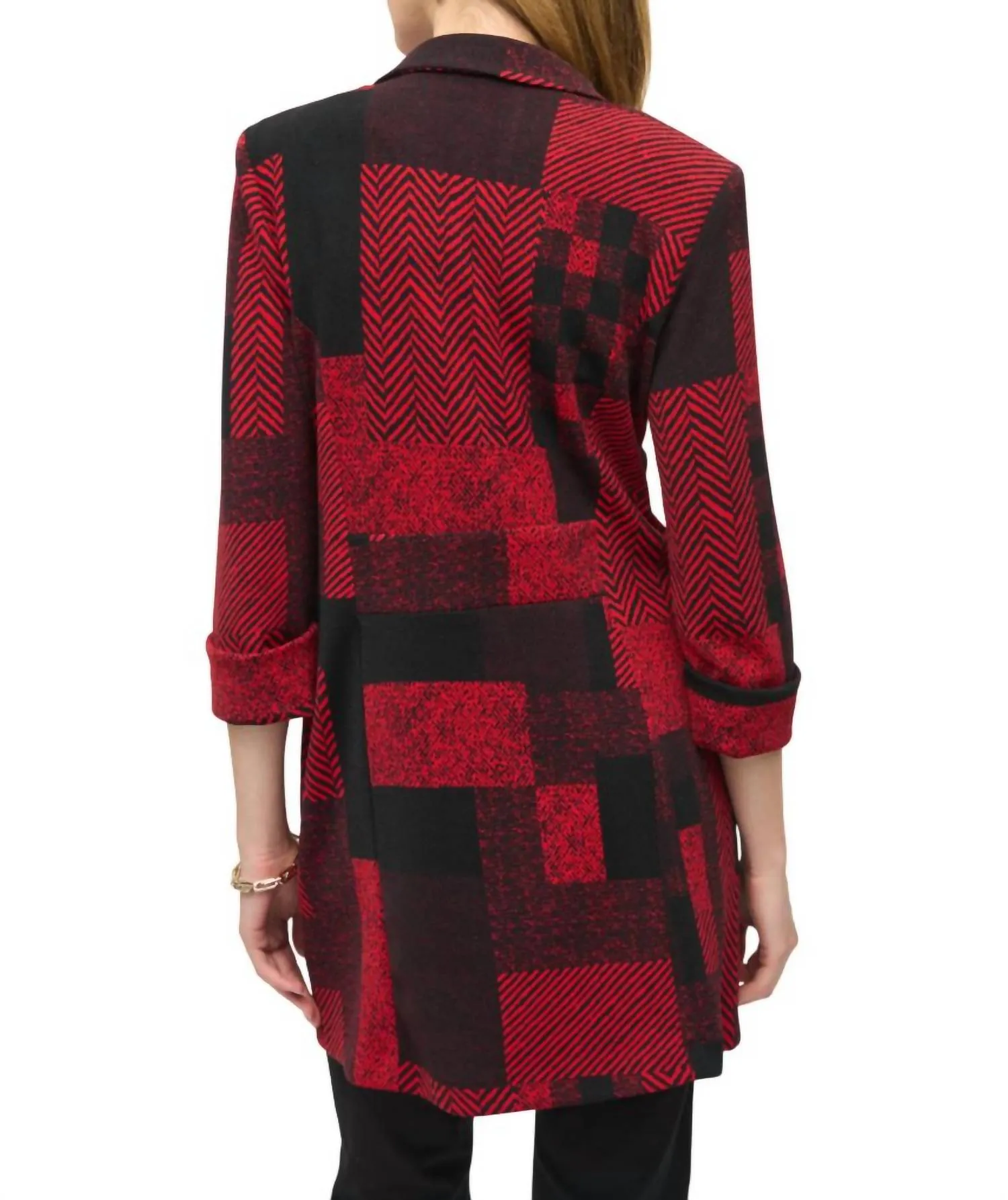 Business Notched Collar Blazer In Black/red