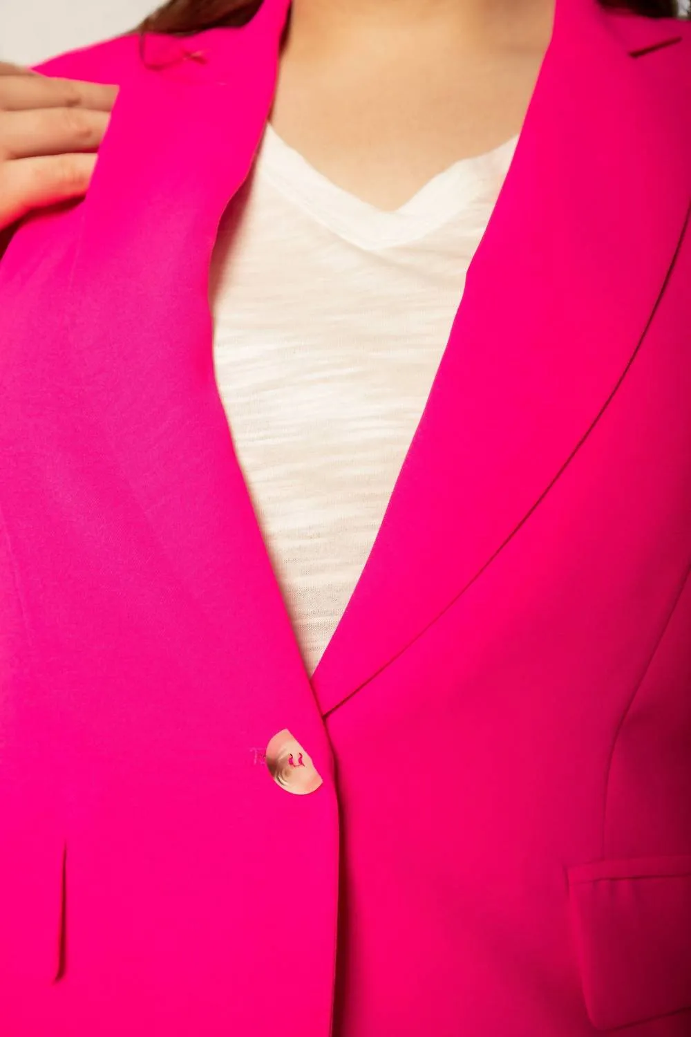 Button Front Blazer In Fuchsia