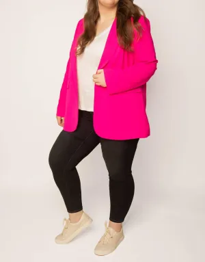 Button Front Blazer In Fuchsia