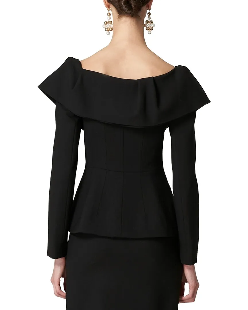 Carolina Herrera Button Front Structured Wool-Blend Jacket