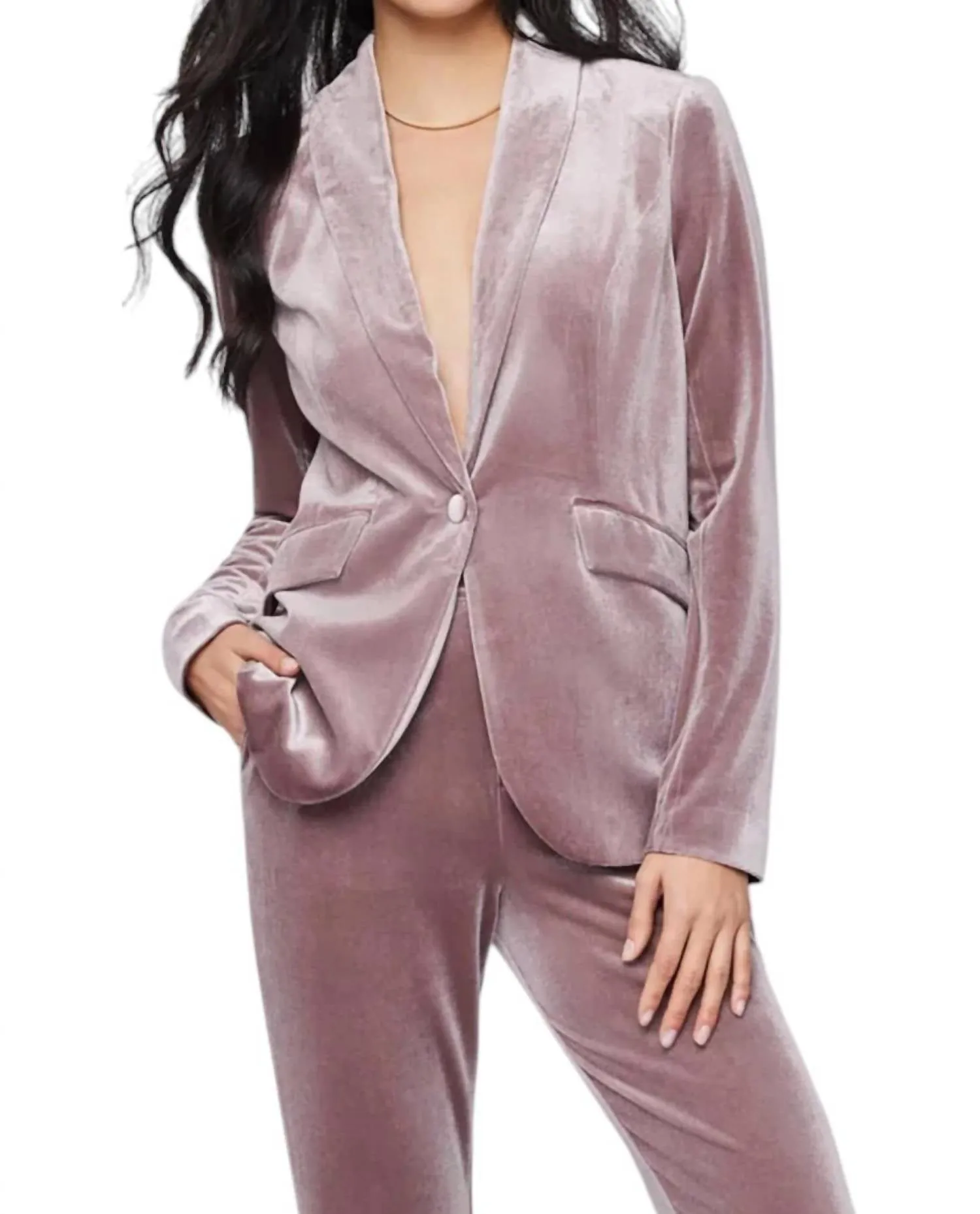 Caroline Velvet Blazer In Fawn