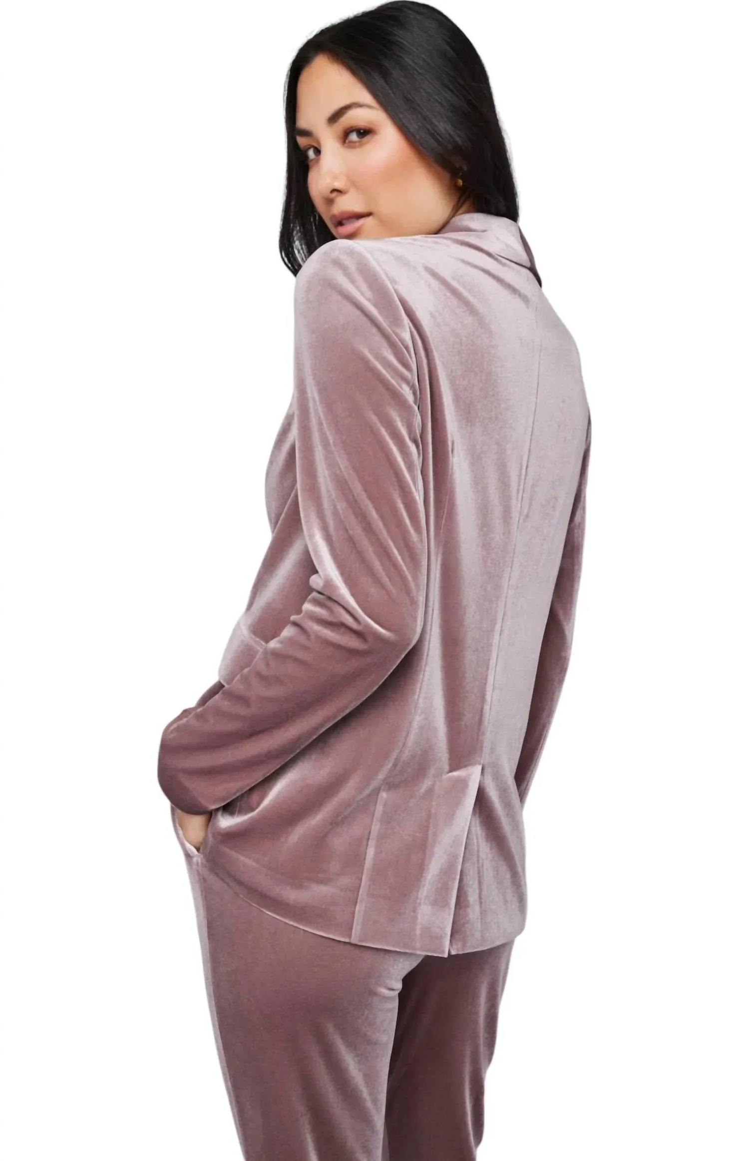 Caroline Velvet Blazer In Fawn