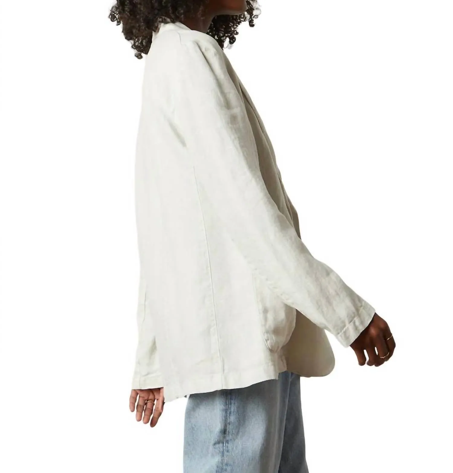 Cassie Linen Blazer In Chalk