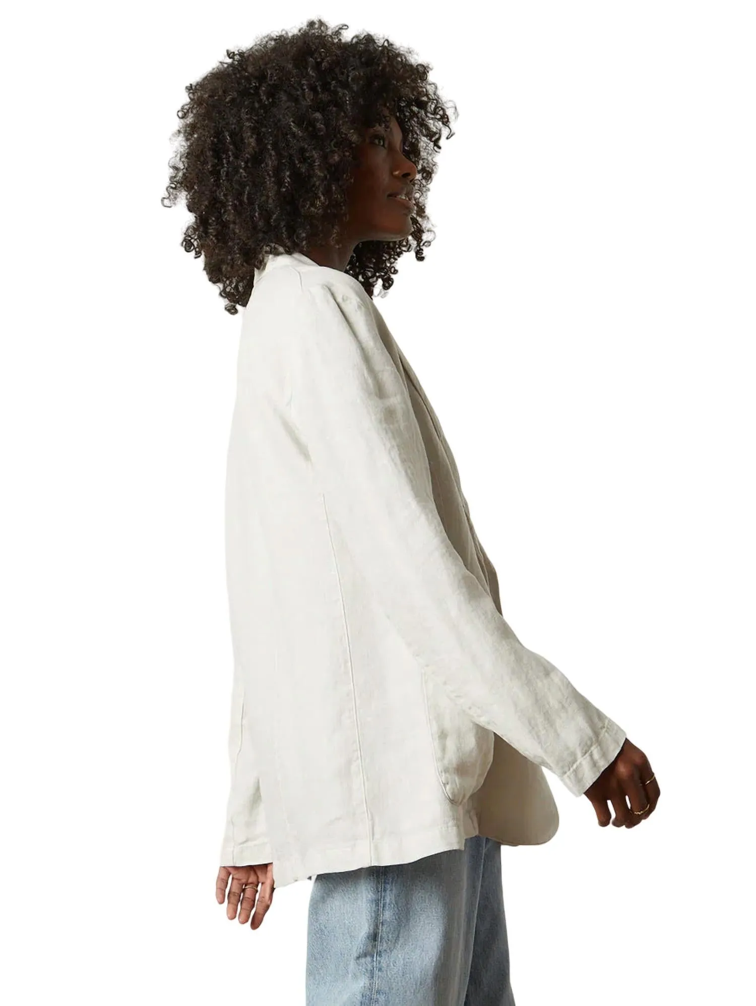 Cassie Linen Blazer In Chalk