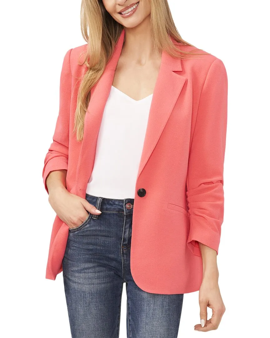 Cece Ruched Sleeve One Button Blazer