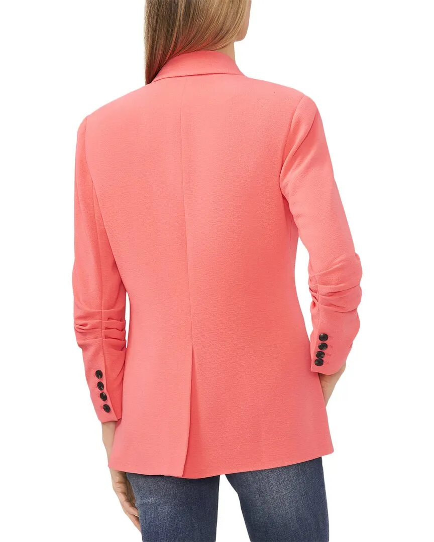 Cece Ruched Sleeve One Button Blazer