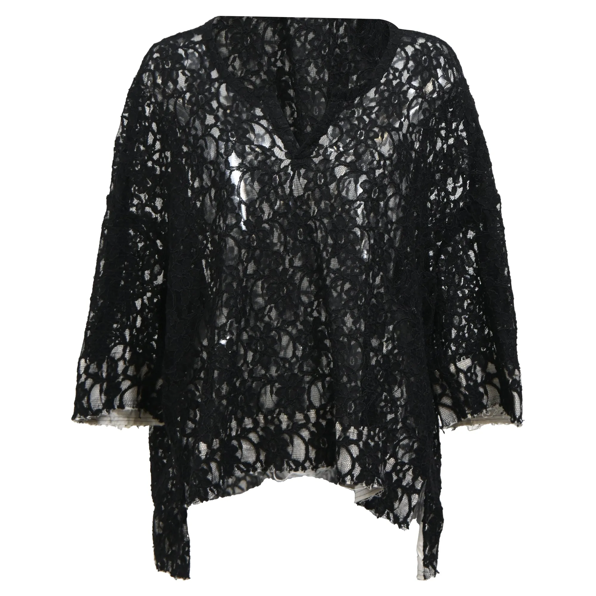 Comme Des Garçons Lace Blouse in Black Polyester