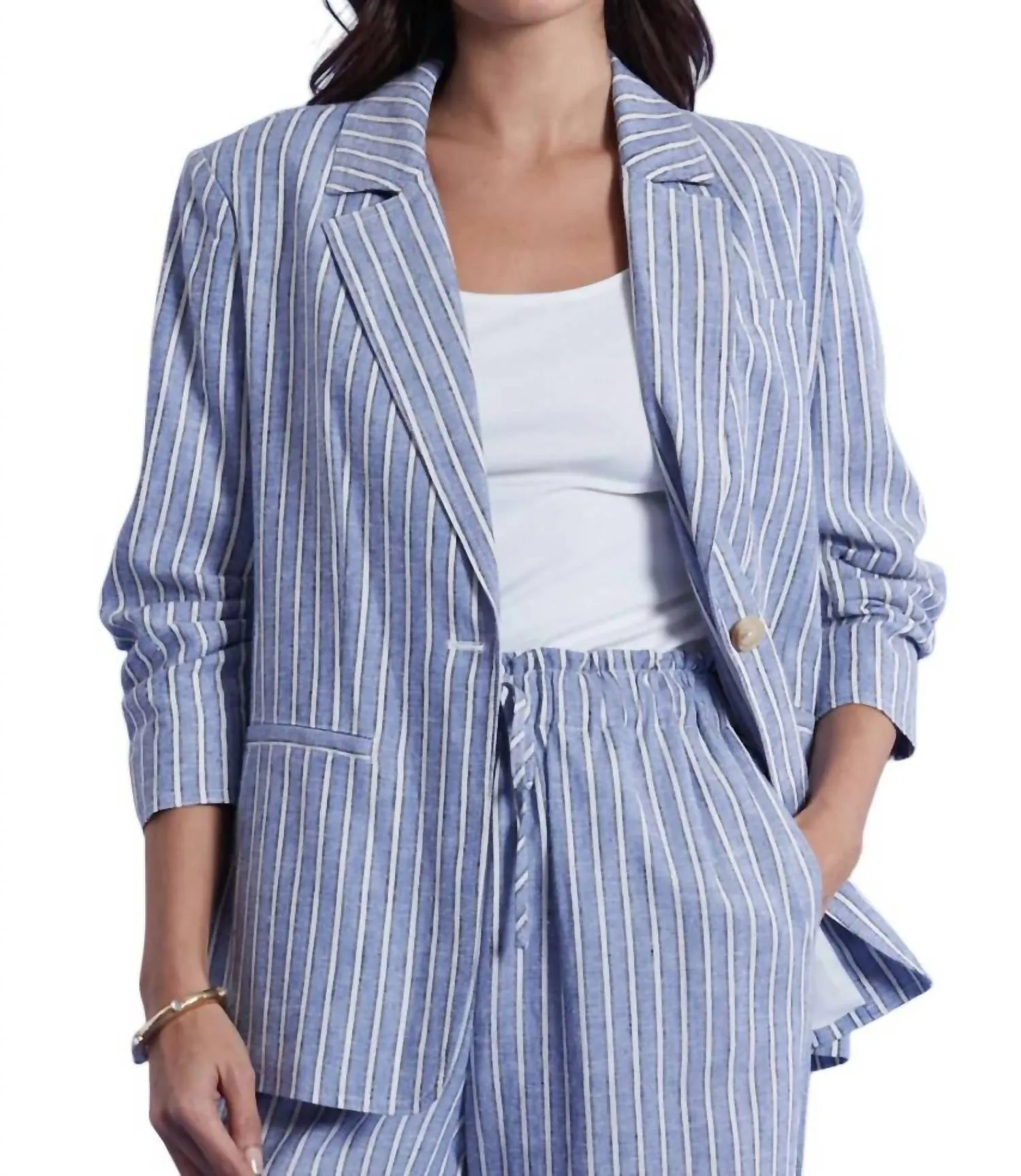 Cooper Stripe Blazer In Bermuda Blue
