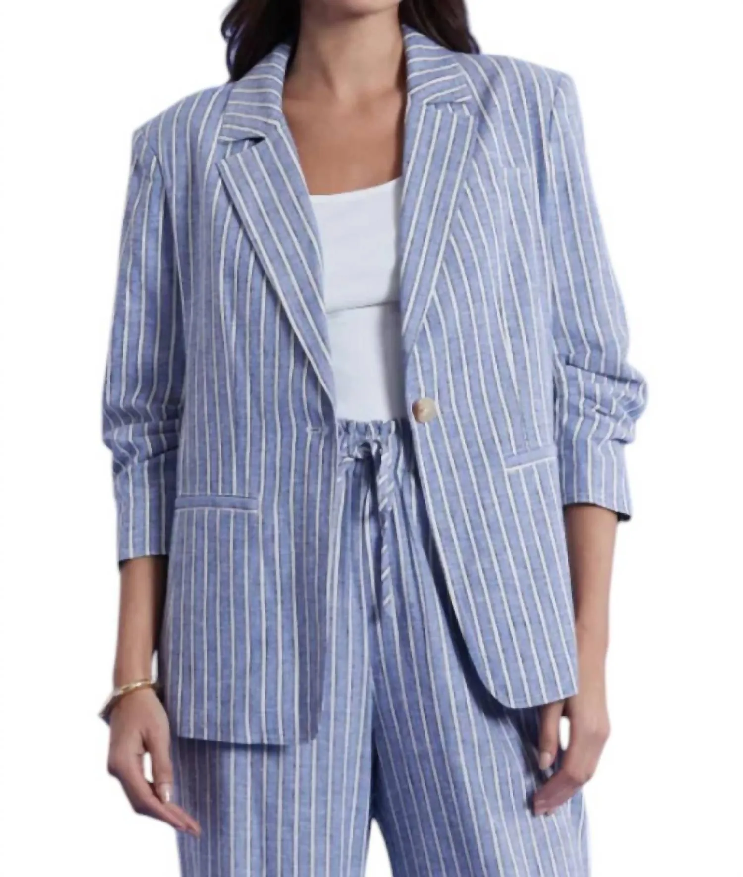 Cooper Stripe Blazer In Bermuda Blue
