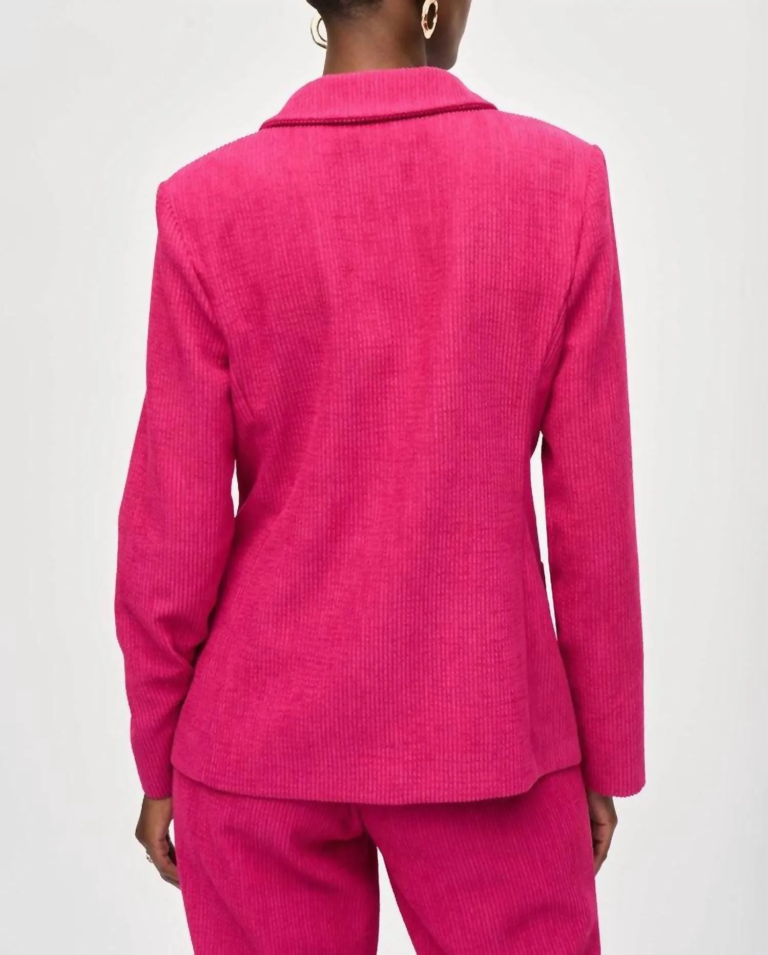 Corduroy Fitted Blazer In Pink Punch