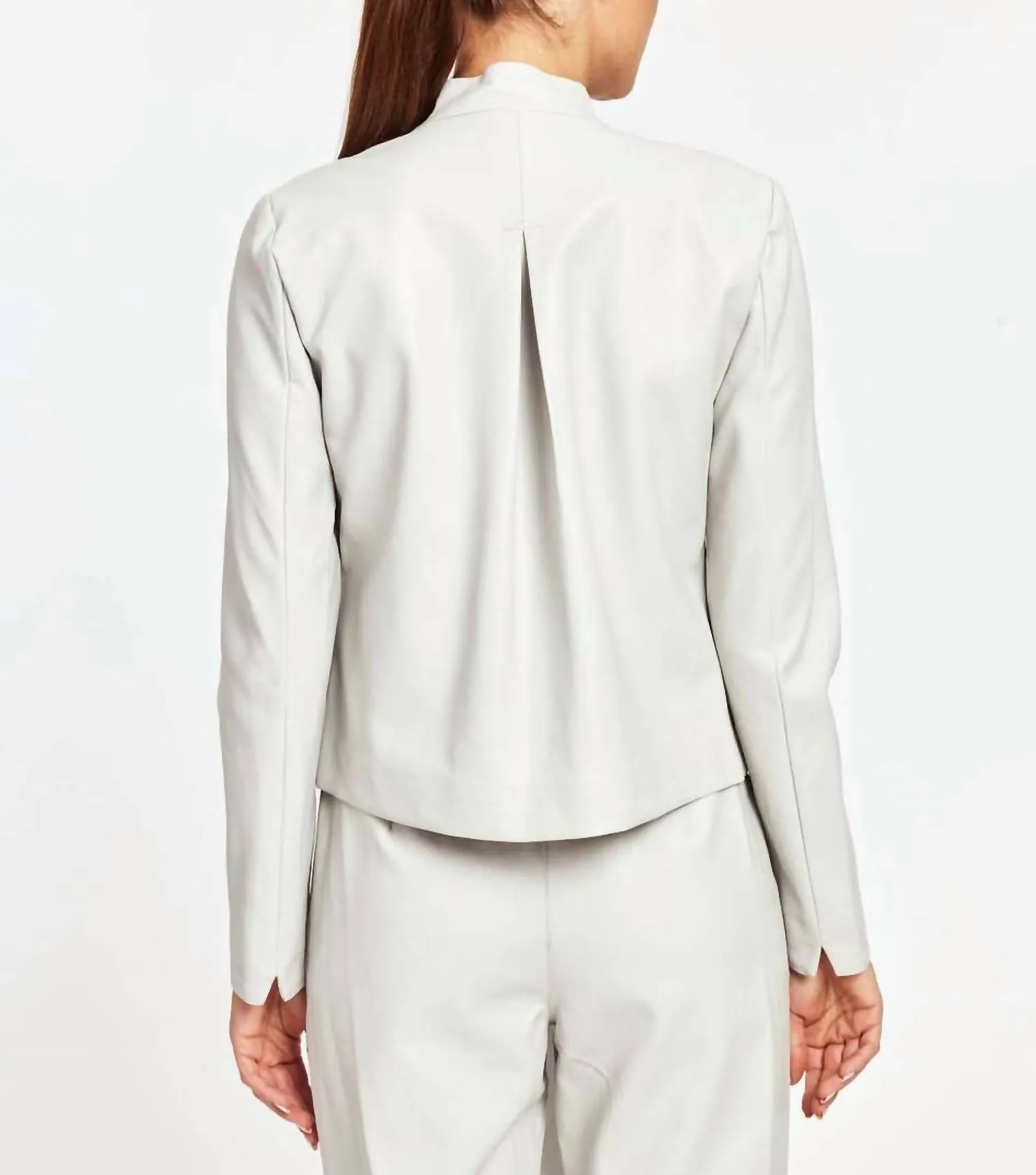 Cornerstone Open Front Blazer In Light Grey