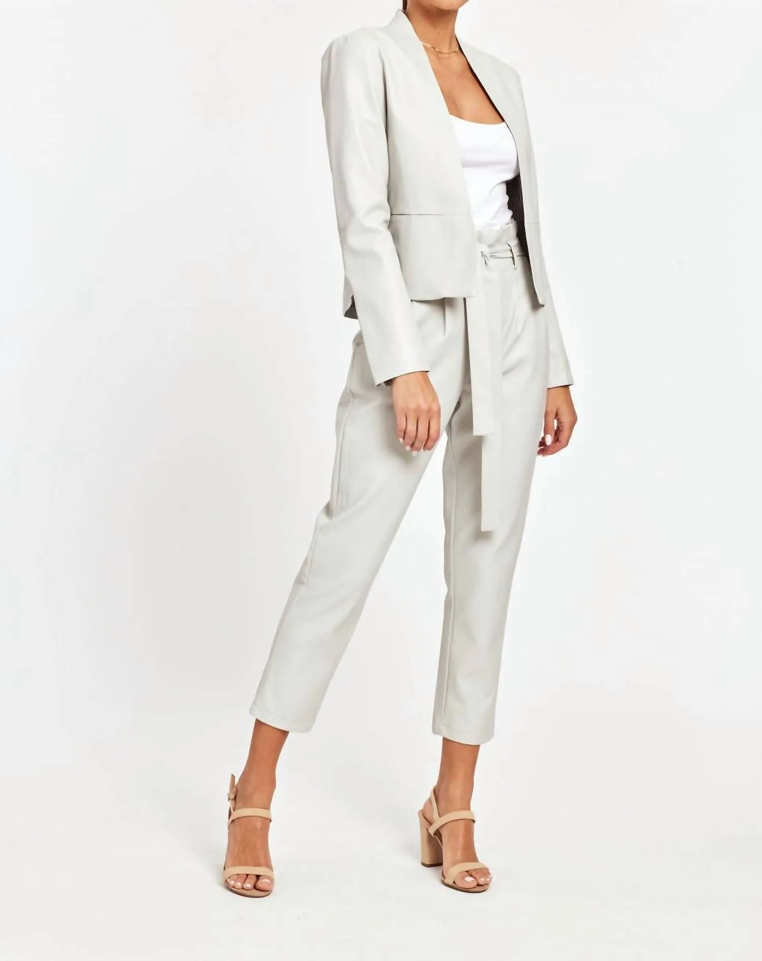 Cornerstone Open Front Blazer In Light Grey