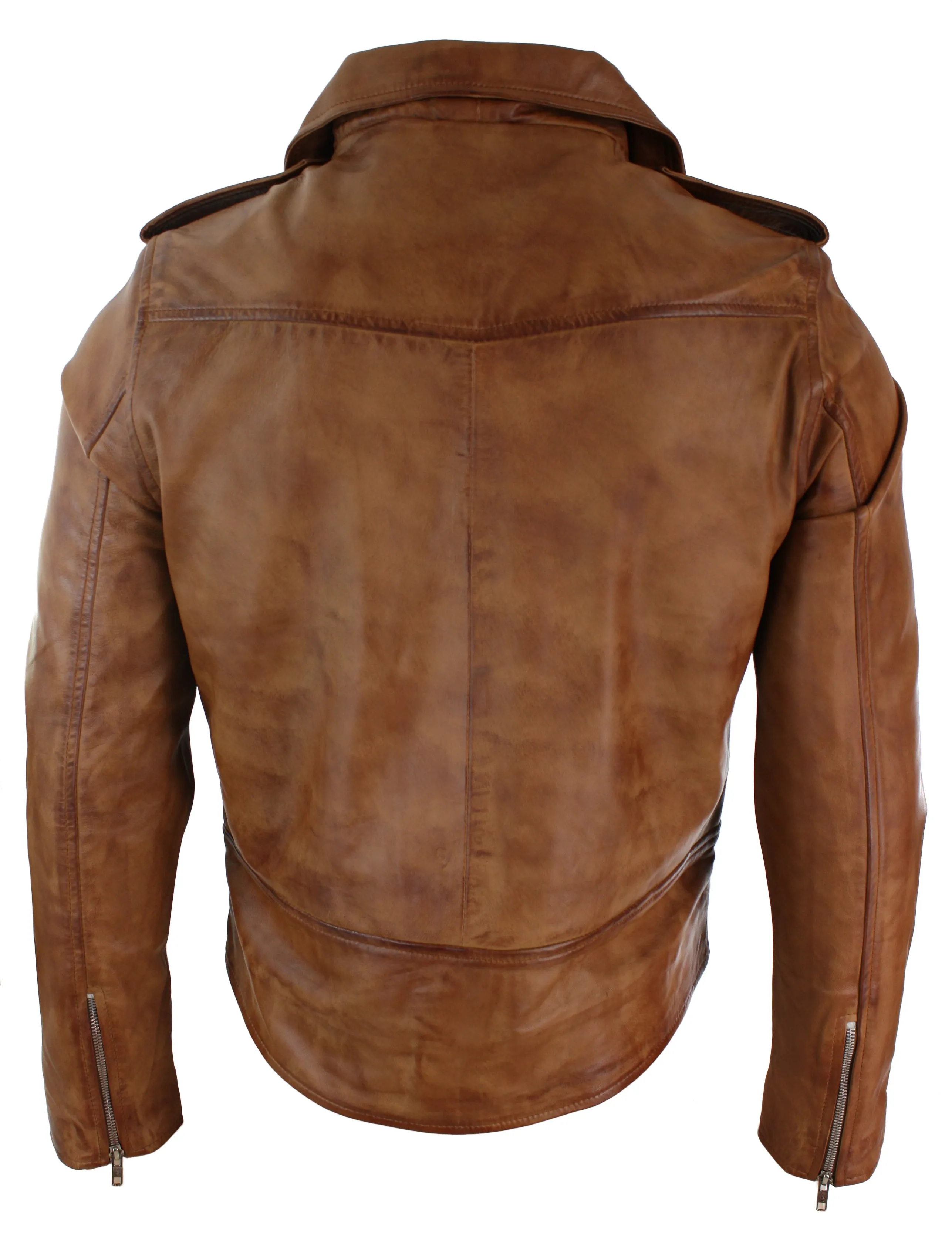 Cowhide Motorcycle Cross Zip Biker Jacket