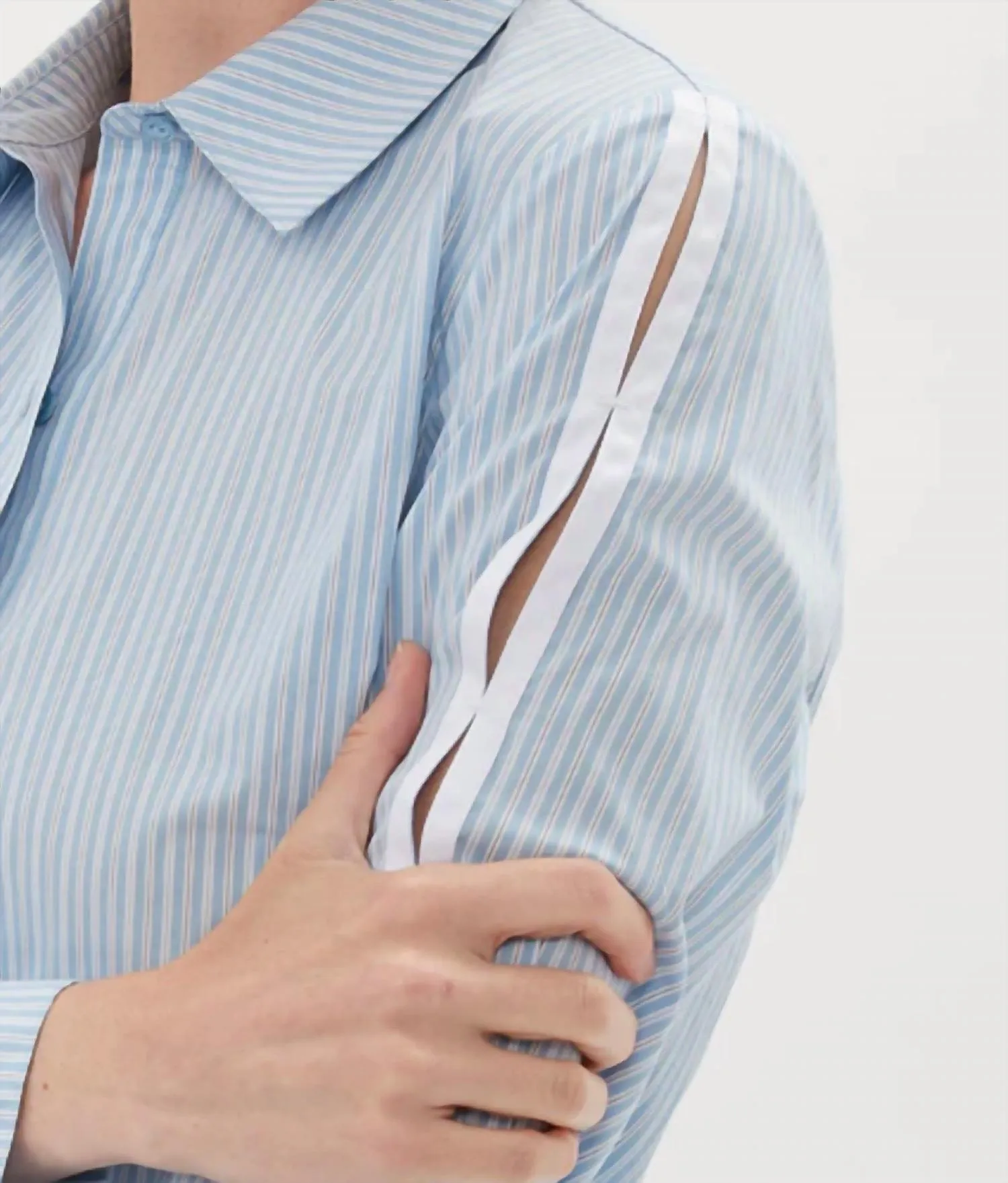 Davis Shirt With Twill Tape Detail In Blue Stripe