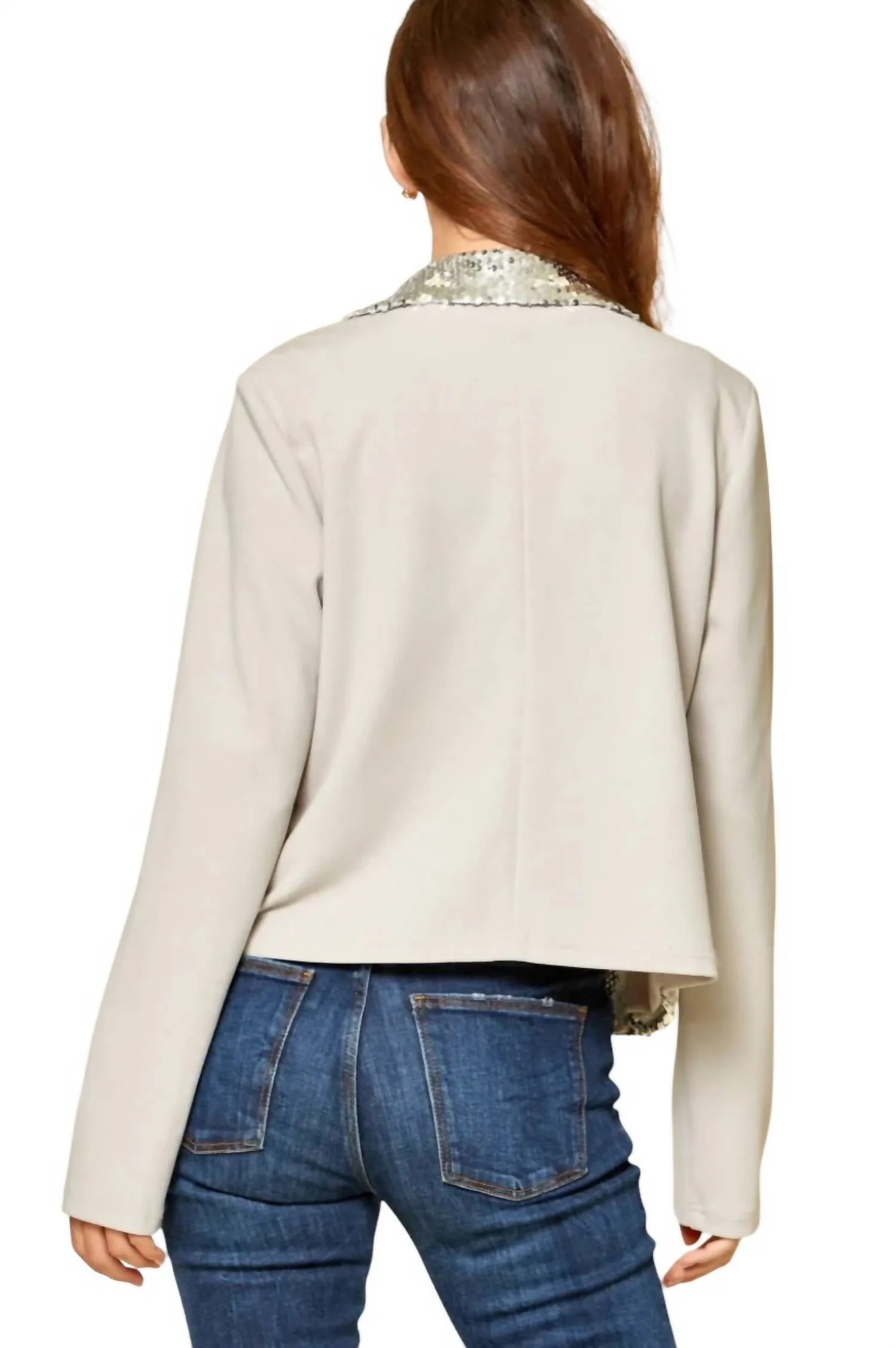 Dazzling Nights Sequin Blazer In Ivory/silver