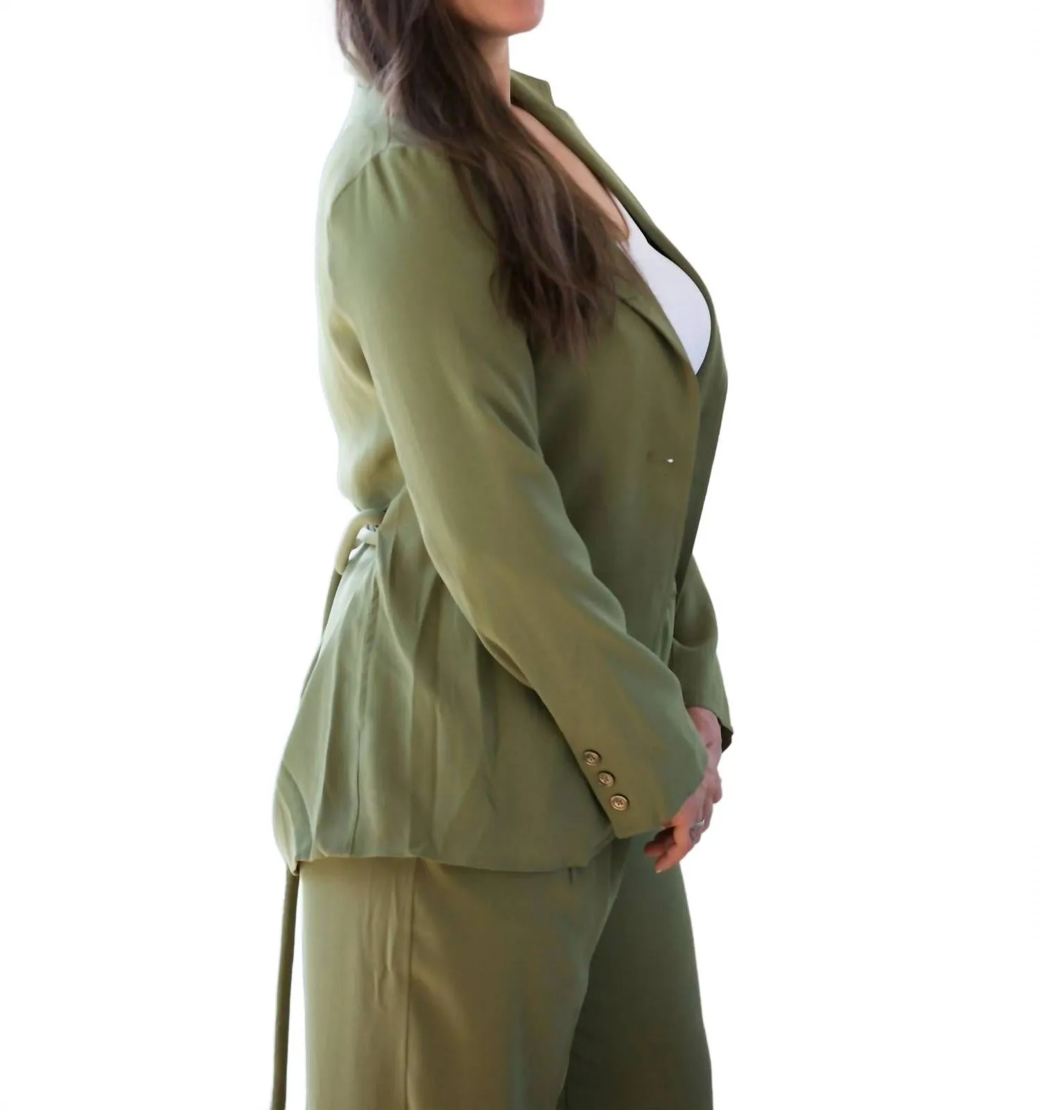 Delia One Button Jacket In Olive