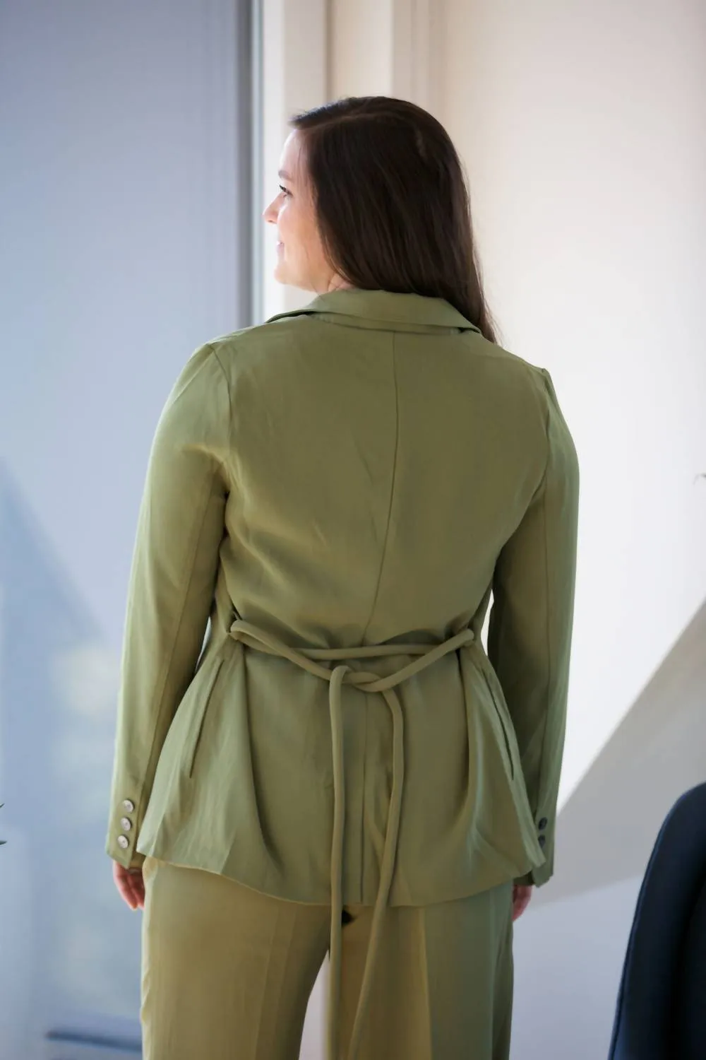 Delia One Button Jacket In Olive