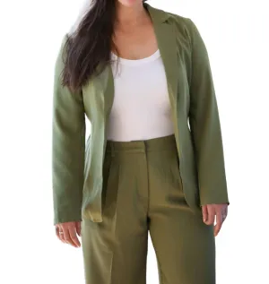 Delia One Button Jacket In Olive