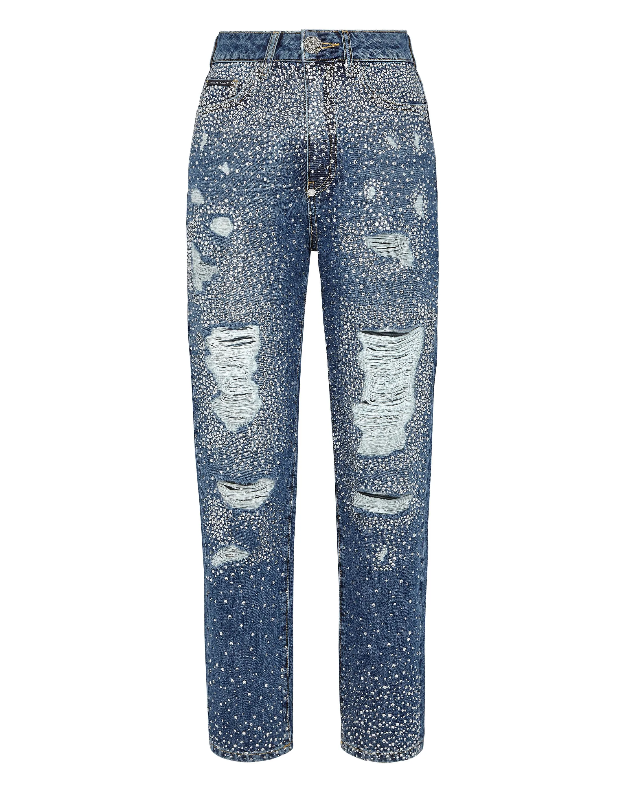 Denim Trousers Boyfriend Fit Crystal